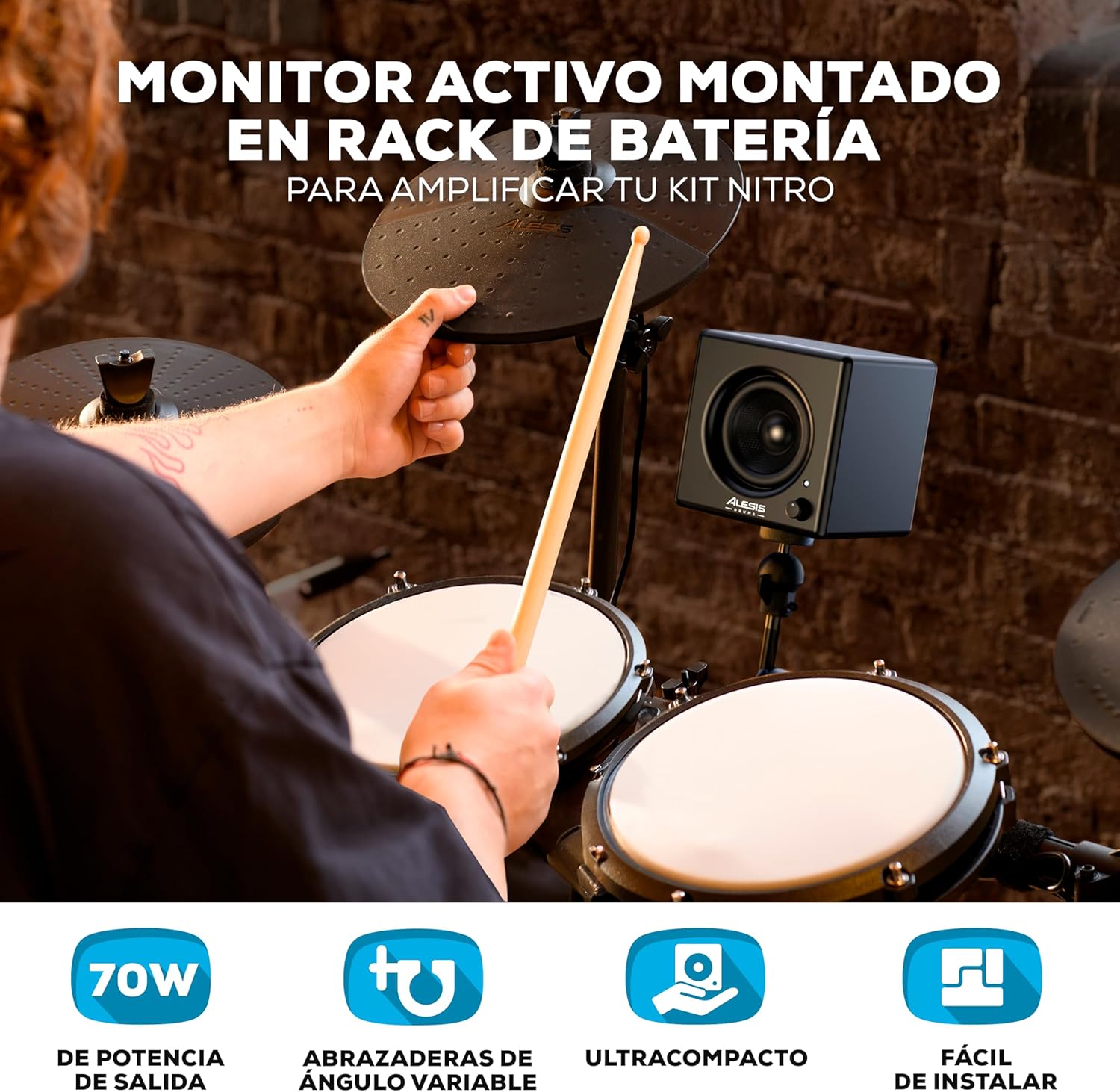Alesis Nitro Max Kit Batería Electrónica con Parches Silenciosos de Malla, Caja de Doble Zona de 10
