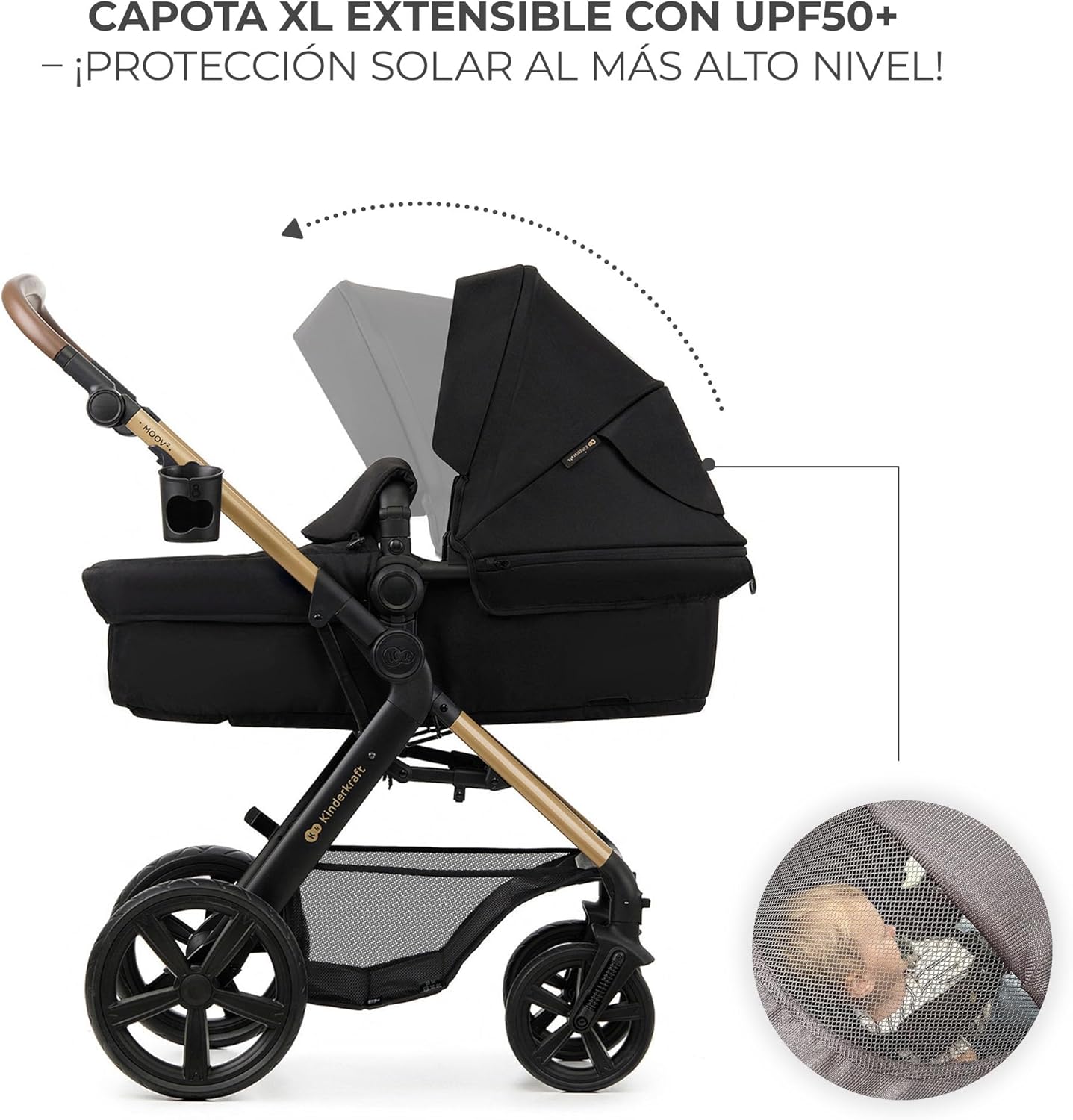 Kinderkraft MOOV2 Silla de Coche 3 en 1, EVA, Mink PRO I-Size, Sistema de Viaje, Cochecito para Bebé, Silla de Paseo, Plegable, para Recién Nacido, Desde el Nacimiento hasta los 3 Años, Gris