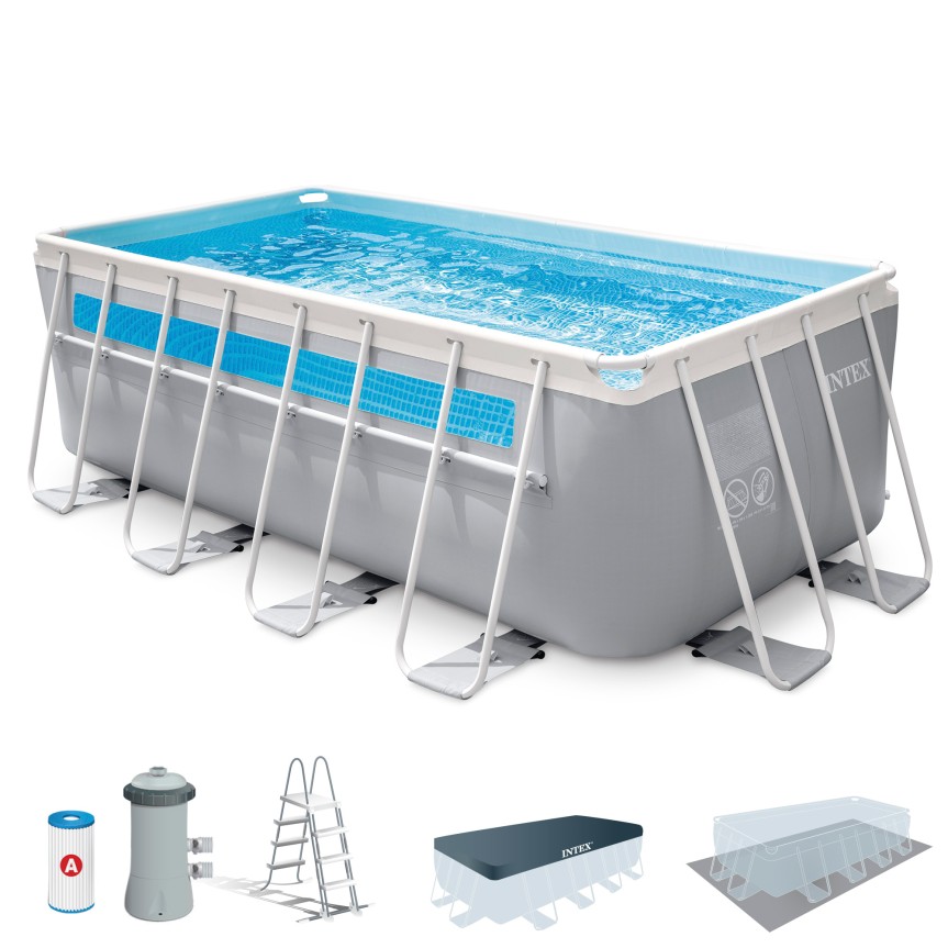 PACK PISCINA DESMONTABLE RECTANGULAR CLEARVIEW 4 METROS 4 ACCESORIOS Y 4 HINCHABLES