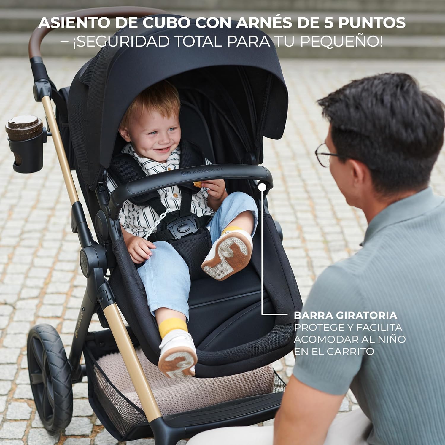 Kinderkraft MOOV2 Silla de Coche 3 en 1, EVA, Mink PRO I-Size, Sistema de Viaje, Cochecito para Bebé, Silla de Paseo, Plegable, para Recién Nacido, Desde el Nacimiento hasta los 3 Años, Gris