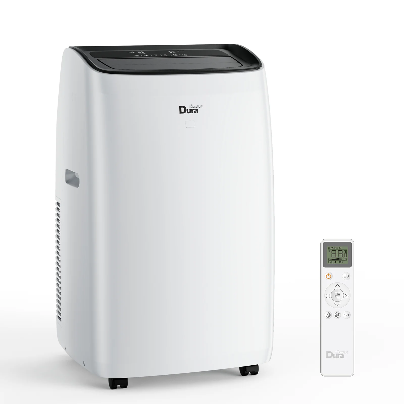 2025 Aire acondicionado portátil DuraComfort – Aire acondicionado, calefacción, deshumidificador y ventilador – 14,000 BTU (ASHRAE) / 10,400 BTU (SACC) – Hasta 450 pies² – Blanco