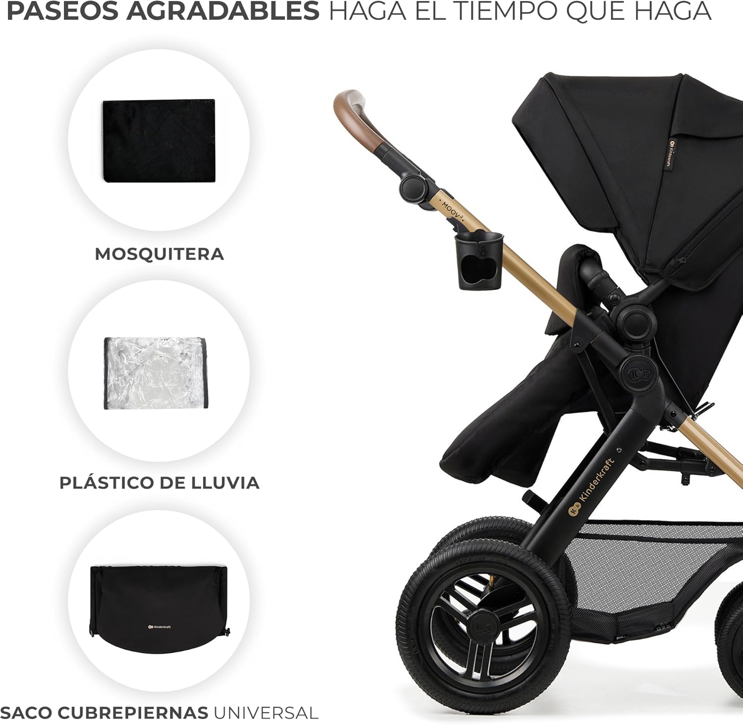 Kinderkraft MOOV2 Silla de Coche 3 en 1, EVA, Mink PRO I-Size, Sistema de Viaje, Cochecito para Bebé, Silla de Paseo, Plegable, para Recién Nacido, Desde el Nacimiento hasta los 3 Años, Gris