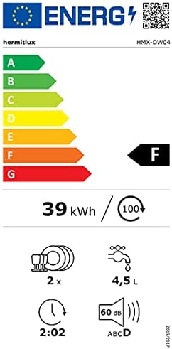 Mini lavavajillas compacto, para usar con o sin grifo, 43 cm de ancho, para 4 juegos, apto para camping, portatil, 175 kWh/año, Libre instalación, blanco