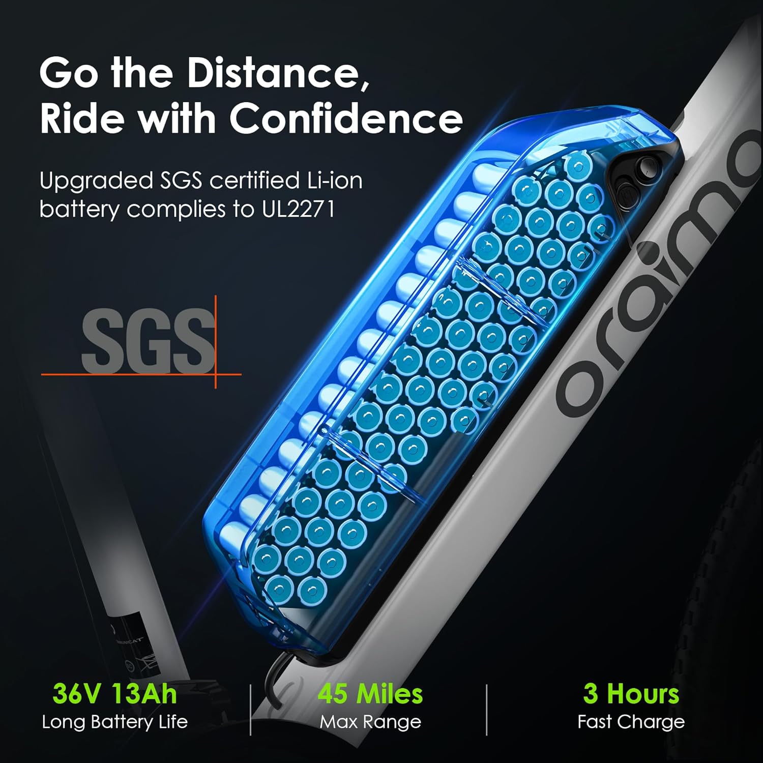 2025 Bicicleta eléctrica todoterreno para adultos Oraimo Monster 100 – Motor BAFANG 350W (pico 500W)