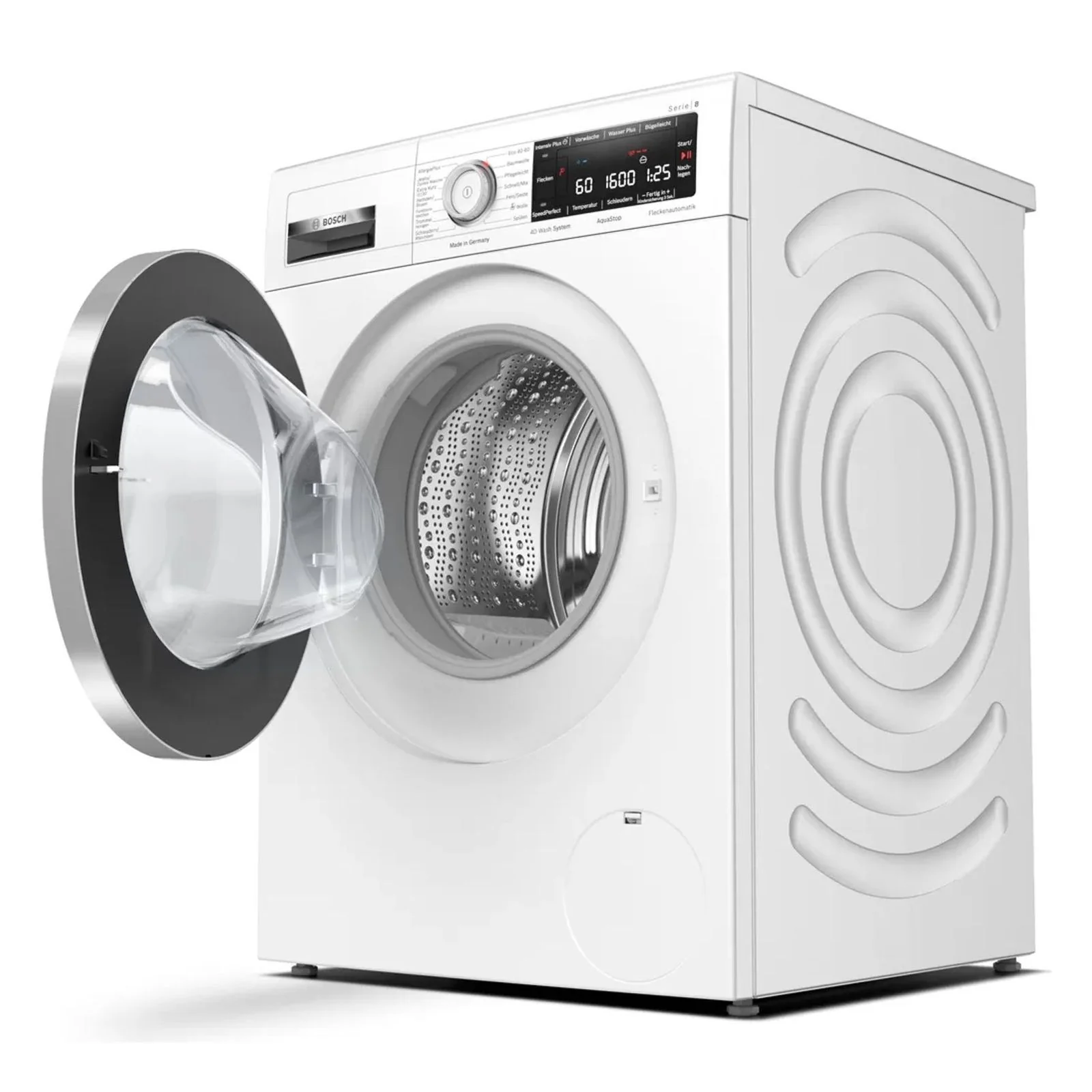 2025 Lavadora Bosch Serie 8 WAV28M93 de carga frontal 9 kg, 1400 rpm, Aluminio, Blanco