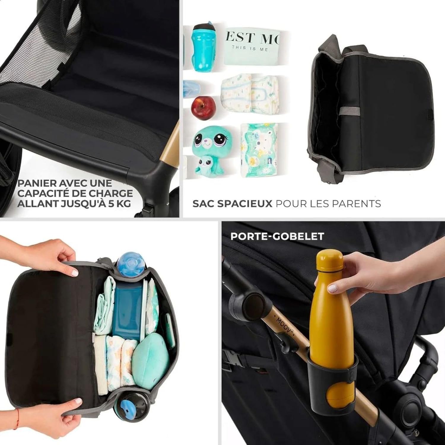 Kinderkraft MOOV2 Silla de Coche 3 en 1, EVA, Mink PRO I-Size, Sistema de Viaje, Cochecito para Bebé, Silla de Paseo, Plegable, para Recién Nacido, Desde el Nacimiento hasta los 3 Años, Gris