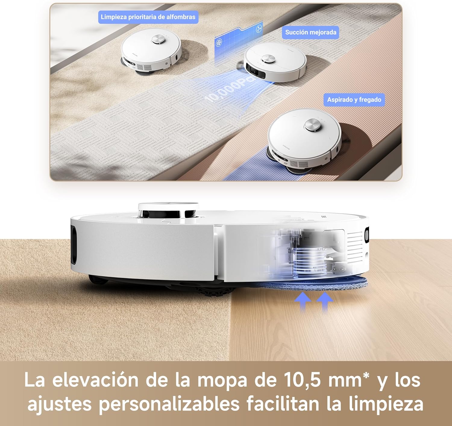 DREAME L10s Ultra Gen 2 Robot Aspirador y Fregasuelos con RoboSwing MopExtend, 10000 Pa, Modo para Mascotas, Estación Base Automática, 32 Ajustes de Nivel de Agua, Limpieza de Alfombras Versátil