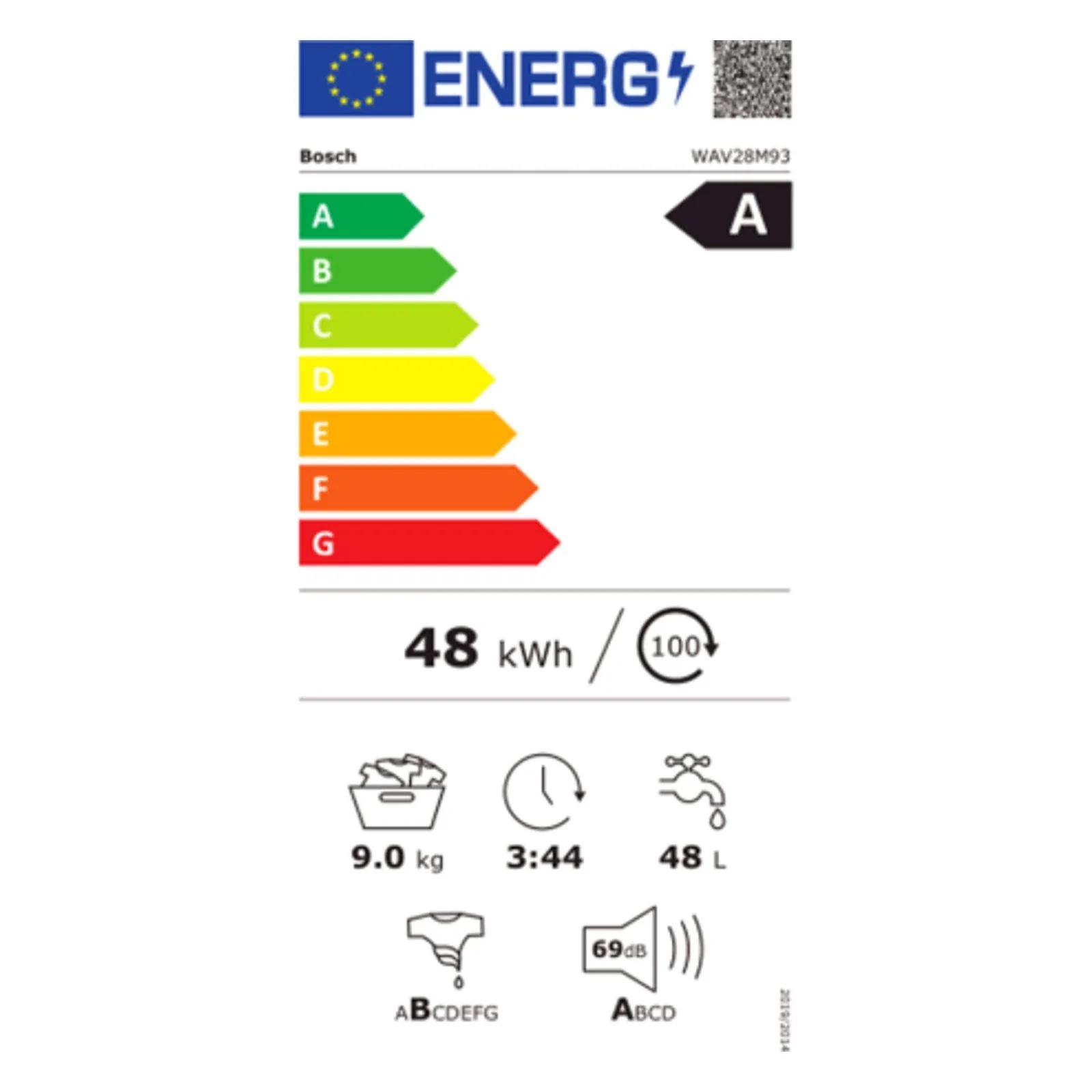 2025 Lavadora Bosch Serie 8 WAV28M93 de carga frontal 9 kg, 1400 rpm, Aluminio, Blanco