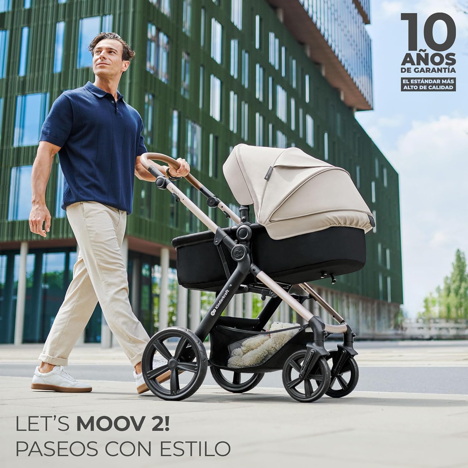 Kinderkraft MOOV2 Silla de Coche 3 en 1, EVA, Mink PRO I-Size, Sistema de Viaje, Cochecito para Bebé, Silla de Paseo, Plegable, para Recién Nacido, Desde el Nacimiento hasta los 3 Años, Gris