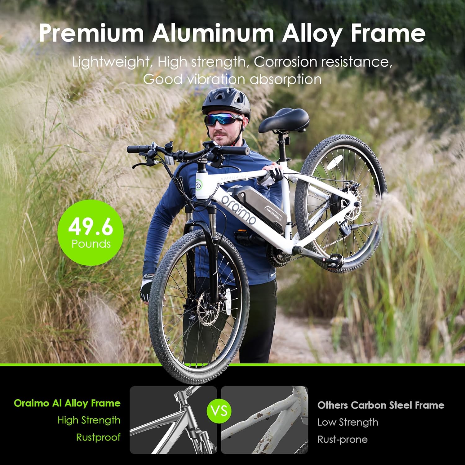 2025 Bicicleta eléctrica todoterreno para adultos Oraimo Monster 100 – Motor BAFANG 350W (pico 500W)