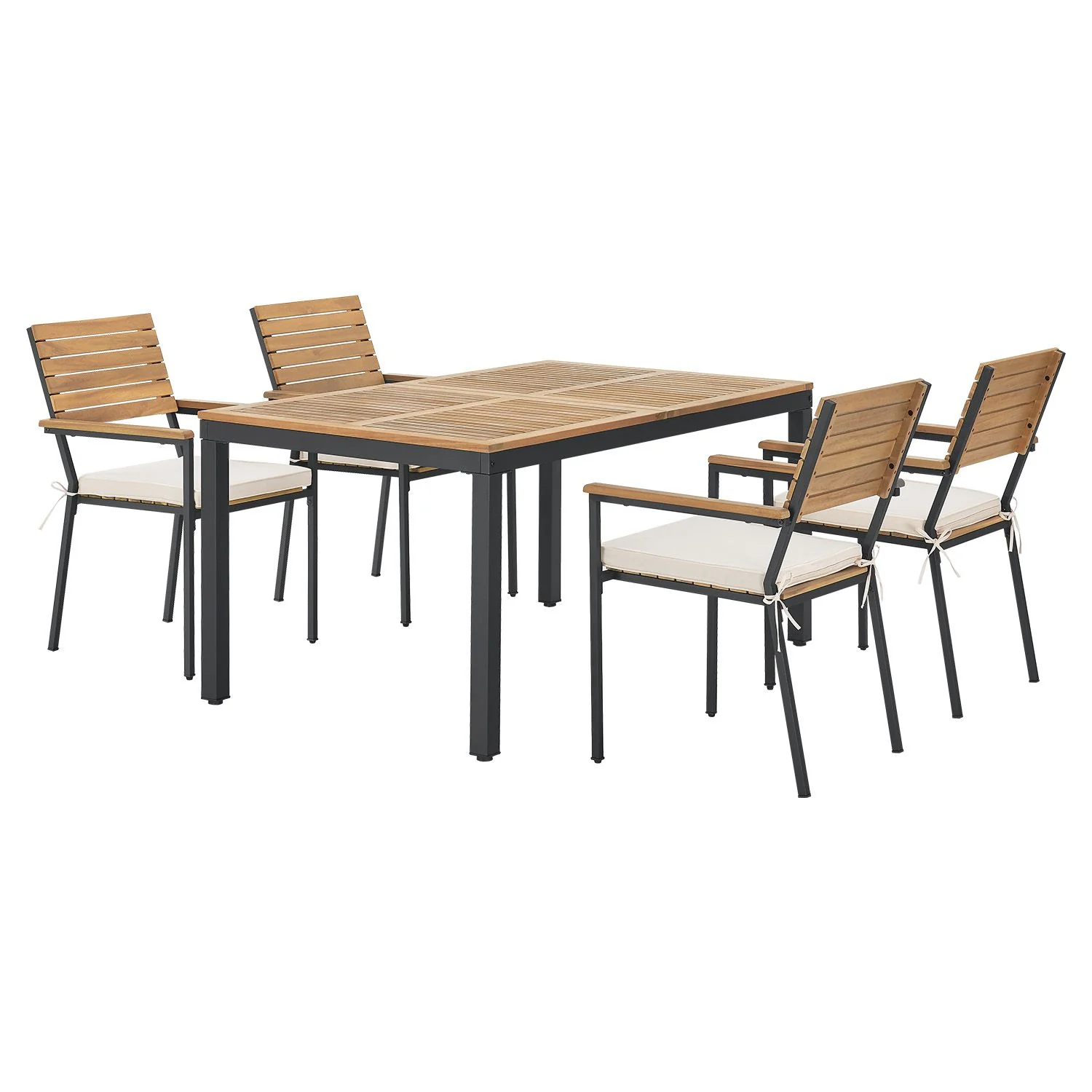 2025 Conjunto de jardín de madera de acacia Rhodos – Elegancia natural y confort para 4 personas