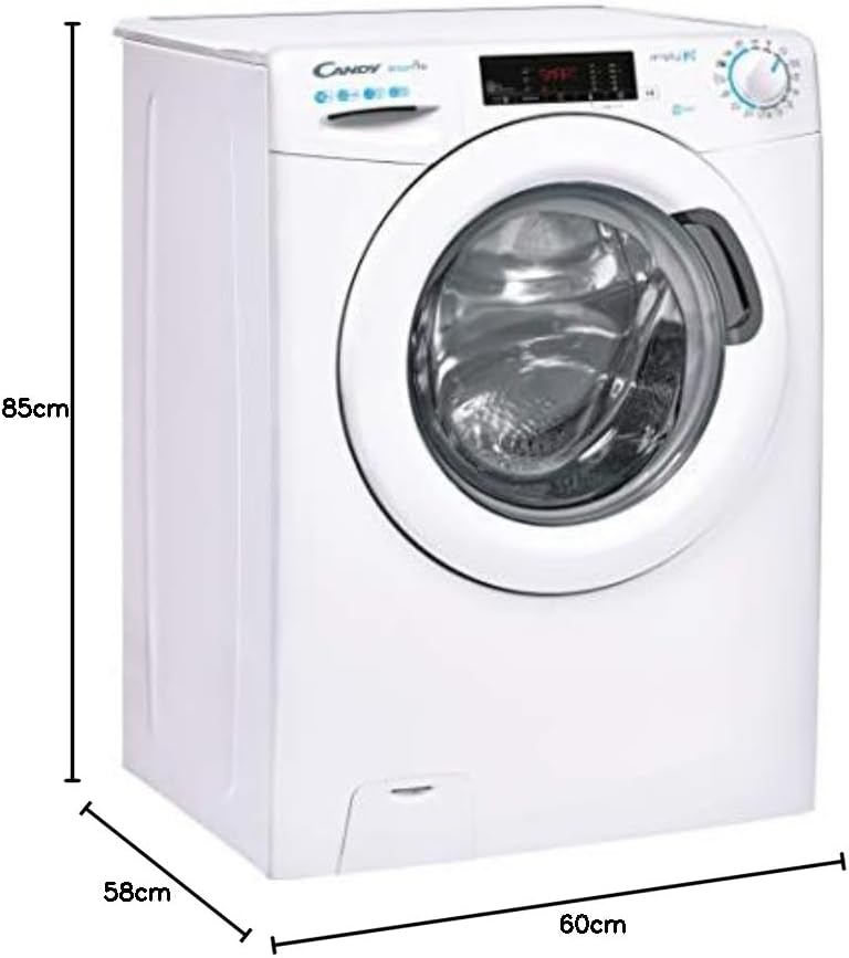 Smart CS 14102DE/1-S, Lavadora 10 KG, 1400 RPM, Pantalla Digital y Mando, Tecnología NFC, Asistente de Voz, 15 Ciclos, 5 Rápidos, Planchado Fácil, Inicio Diferido 24H, Detector KG, 81 DB, Blanco