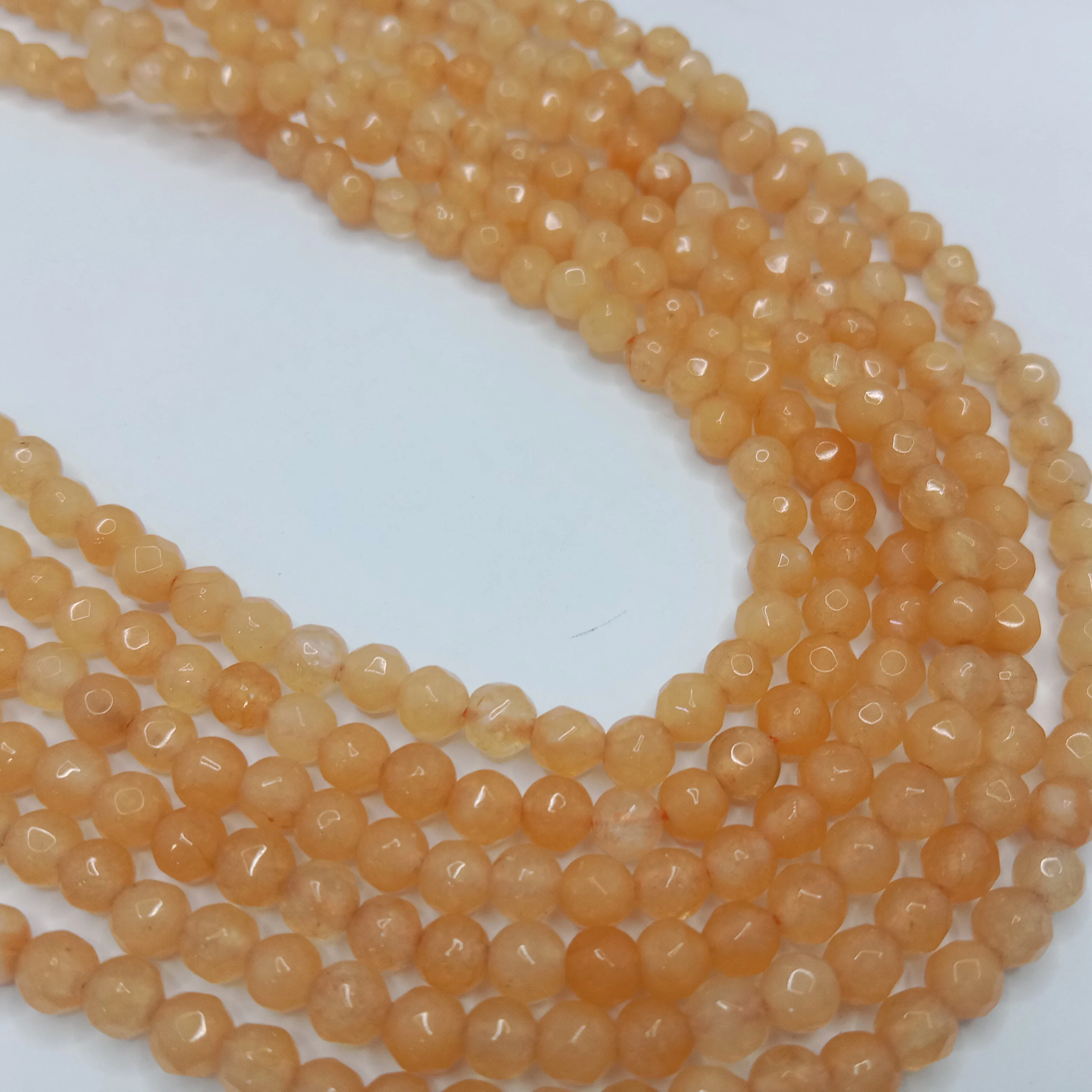 Light orange High Quality agate Round Beads 4mm 1 string