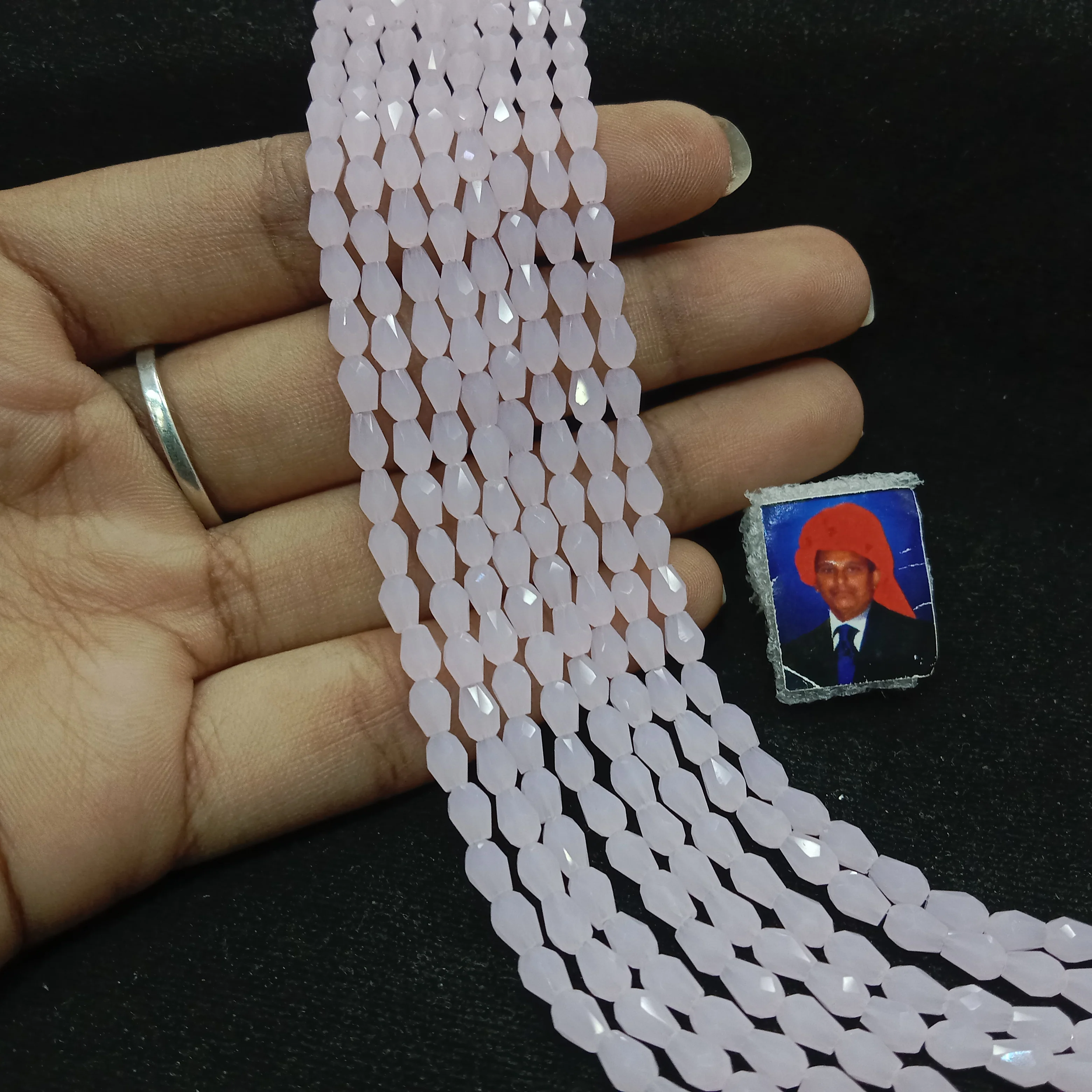 high quality light pink crystal beads 3x4mm 1 string