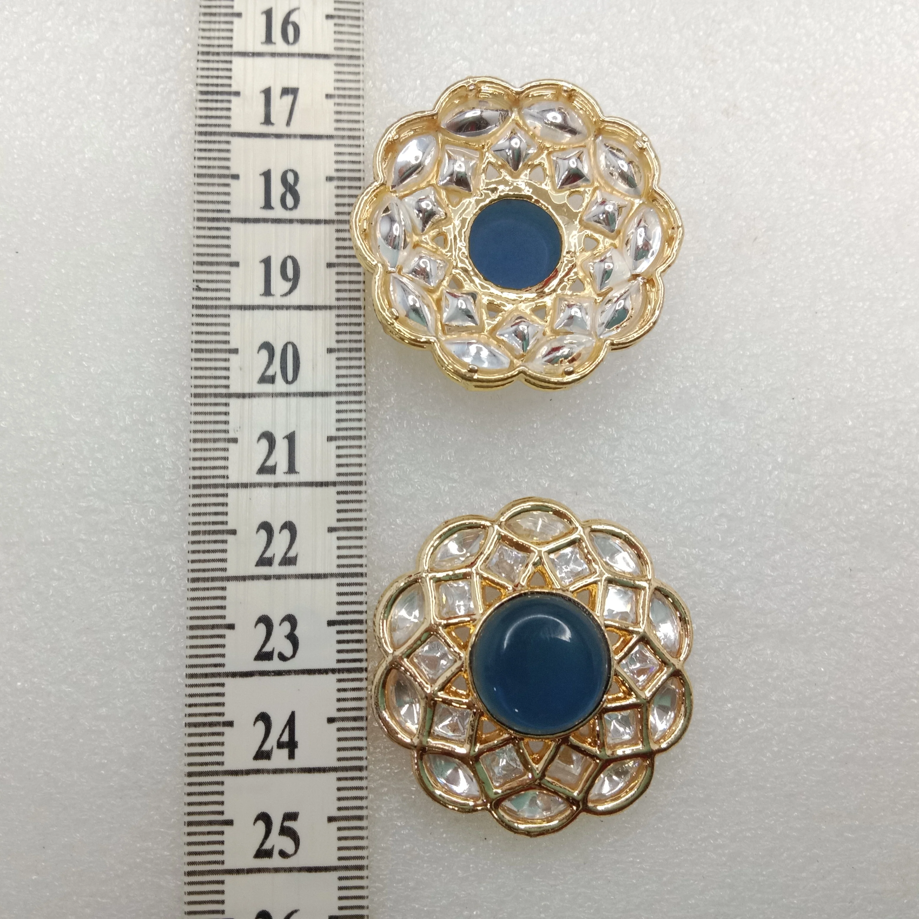Dark blue(2pcs) high quality kundan connectors flower shape 37mm(4cm)