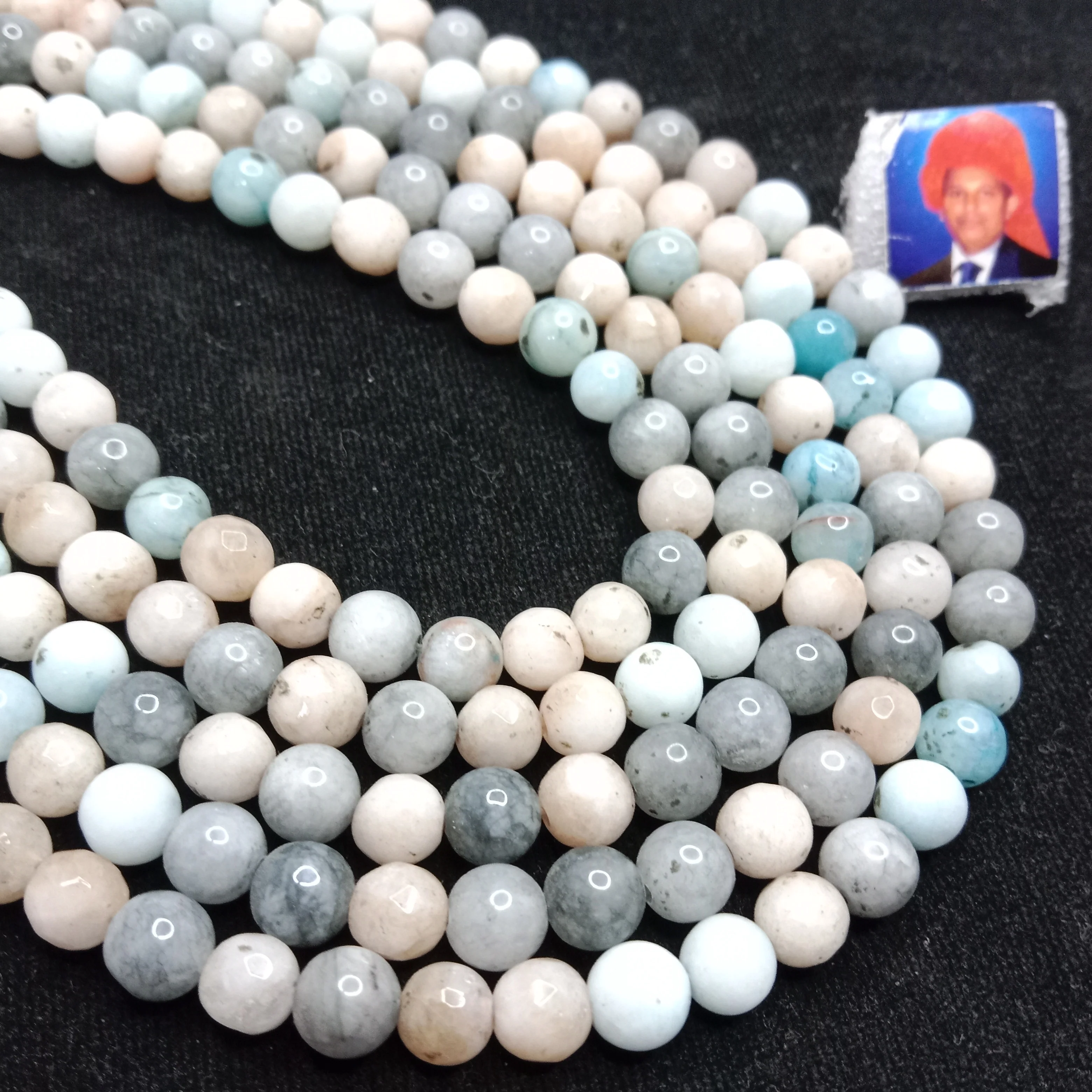 Shaded blue 6mm plan agate beads 1 string