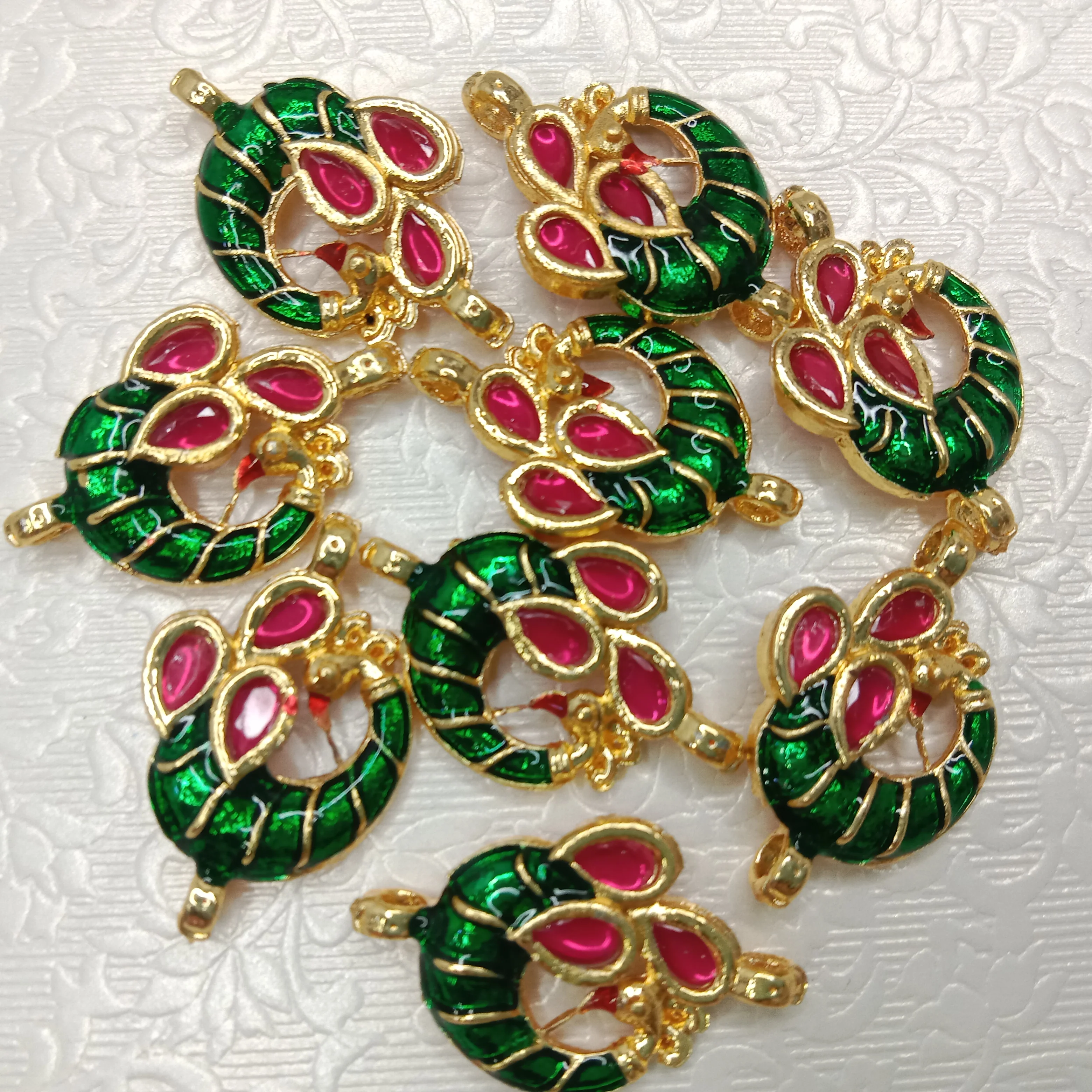Meenakari peacock design kundan connectors 20pcs