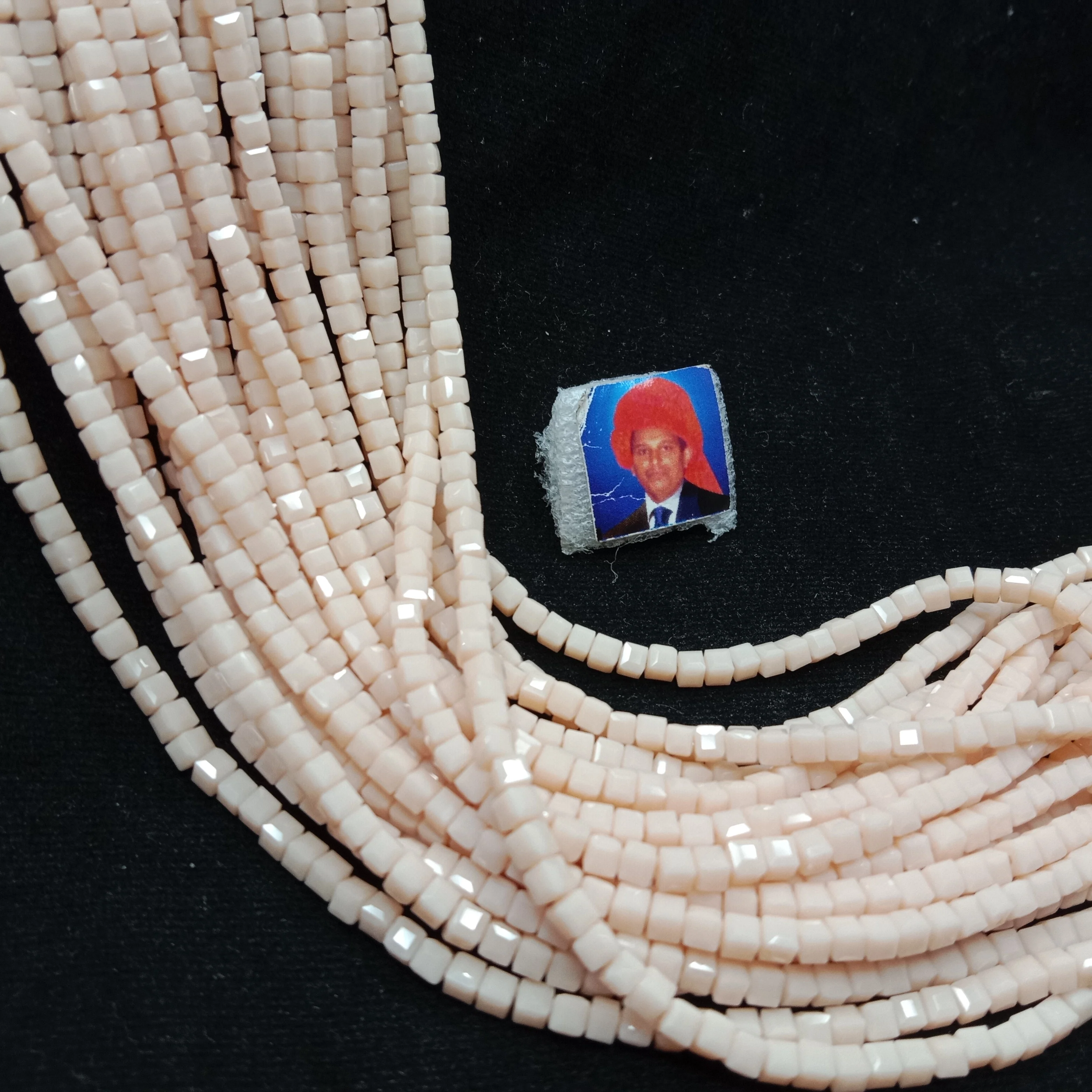 high quality cream colour square shape crystal beads 3mm 1 string