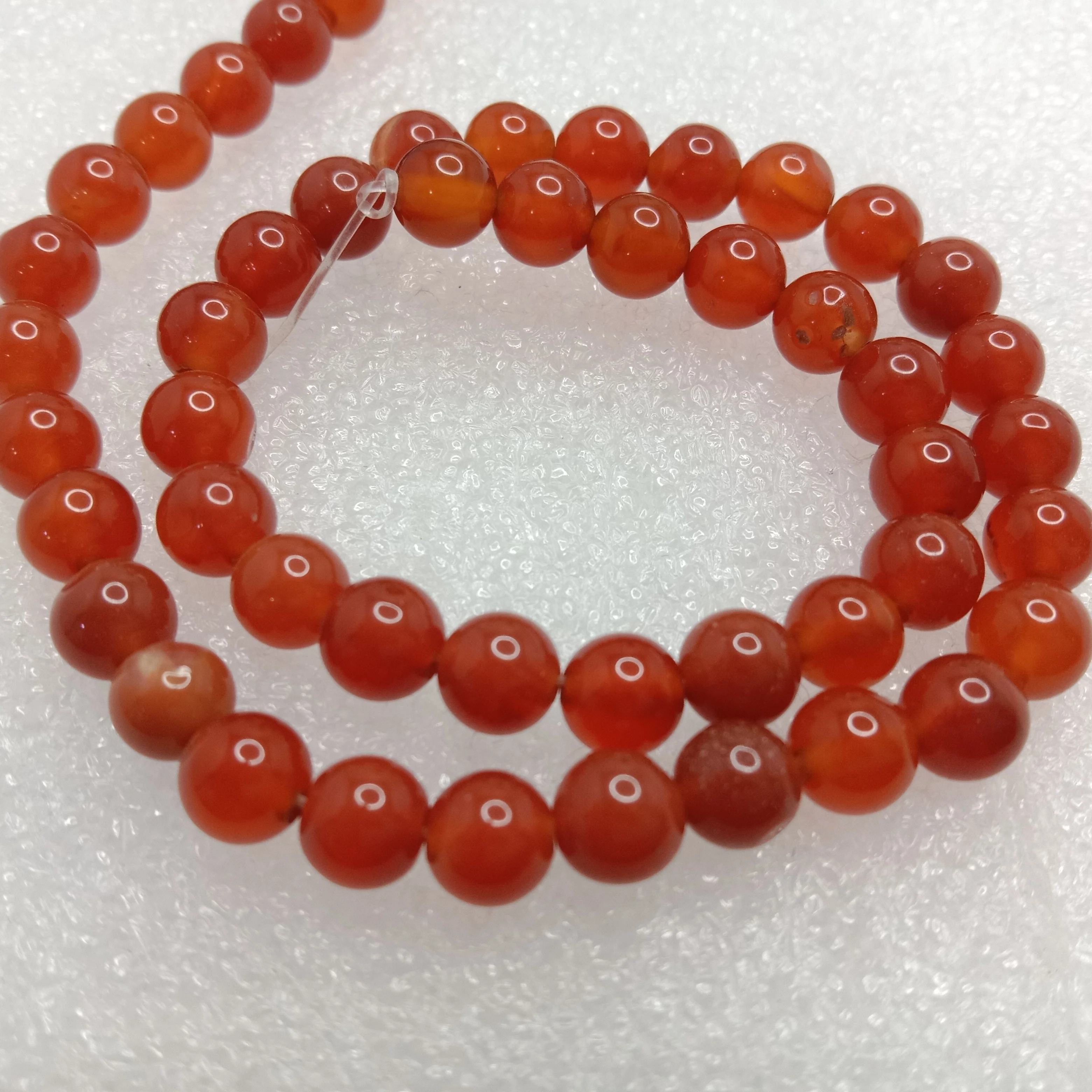 Orange 6mm plan agate beads 1 string