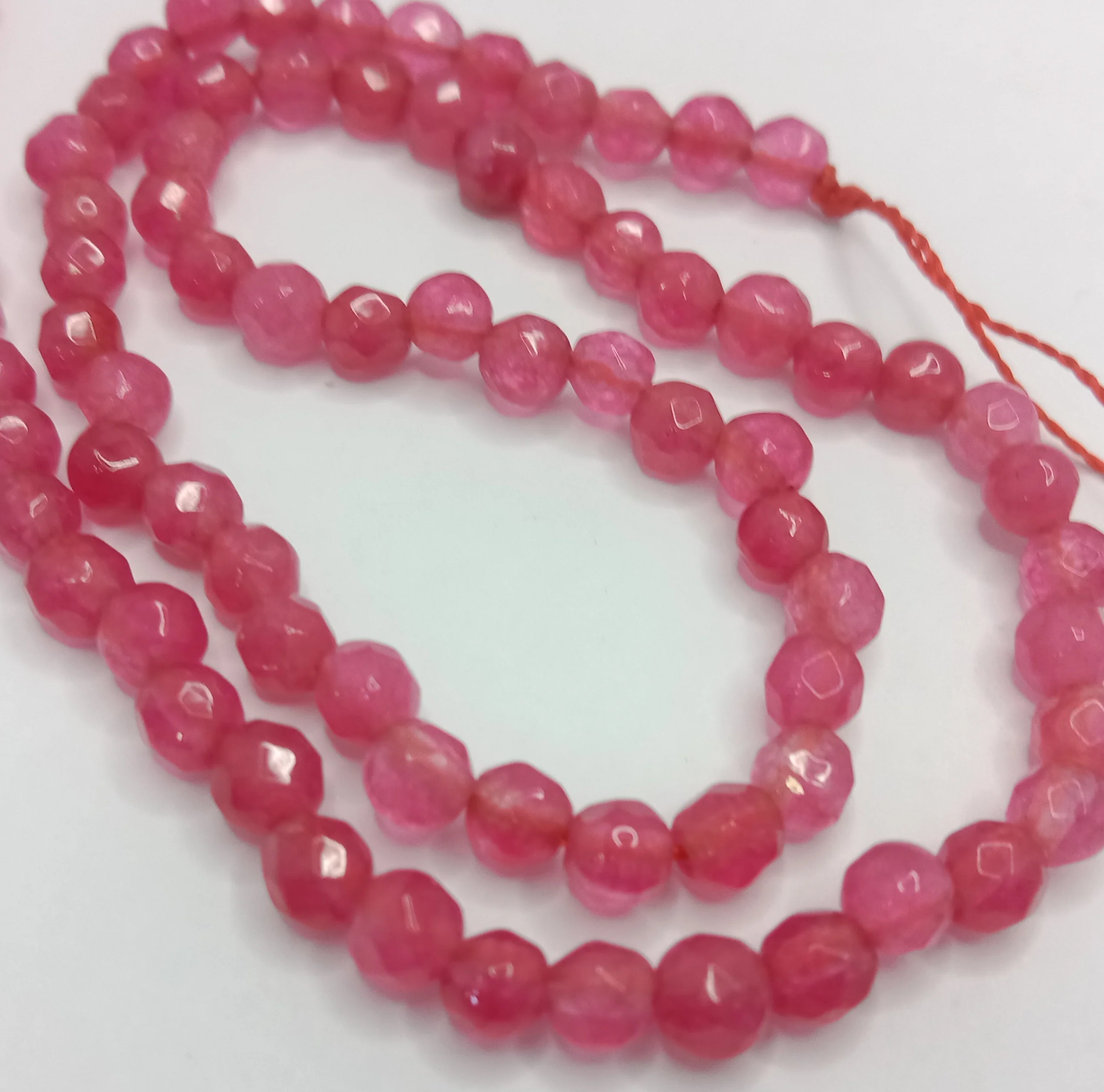 Floral pink High Quality agate Round Beads 4mm 1 string