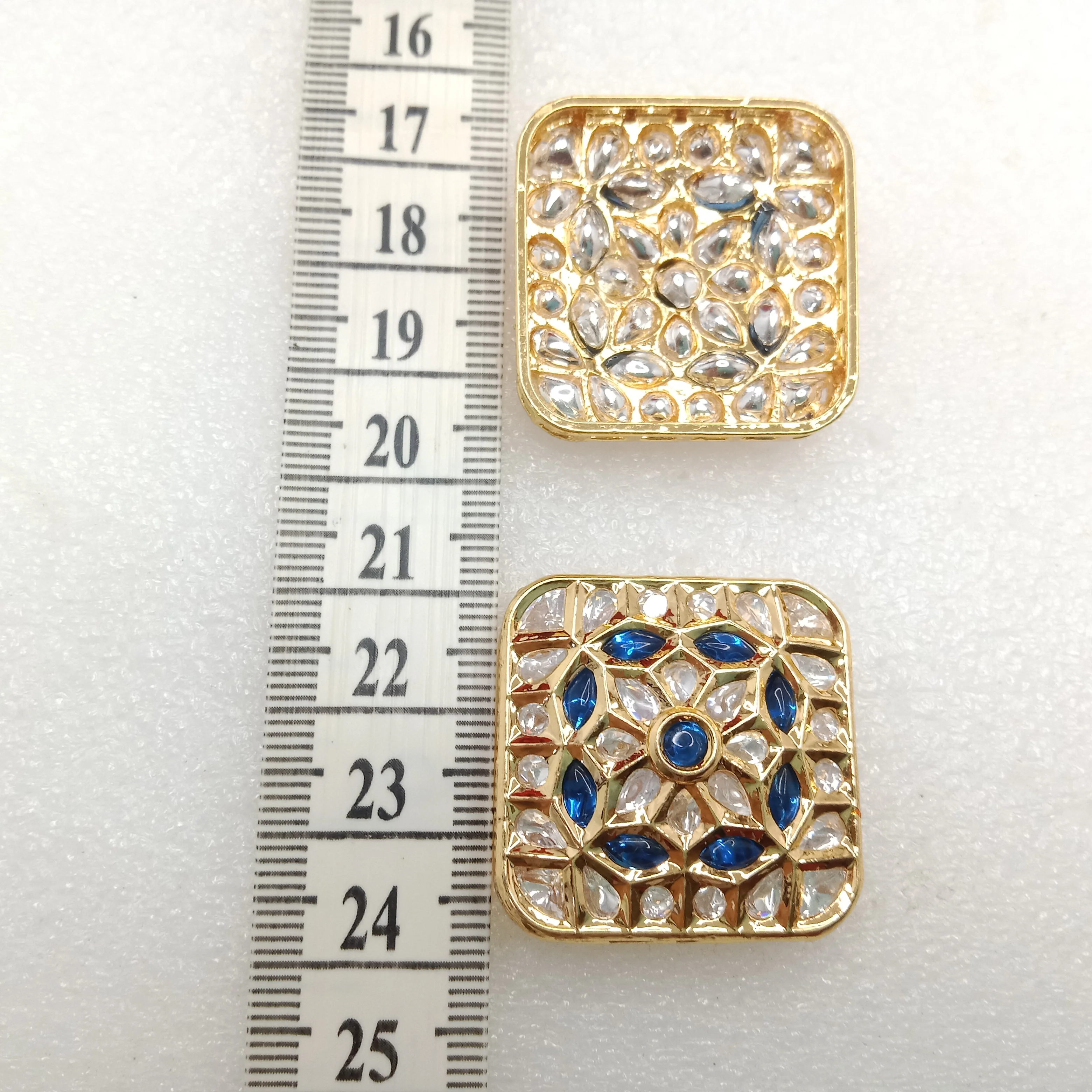 Dark blue(2pcs) high quality kundan connectors square shape 31mm(3cm)