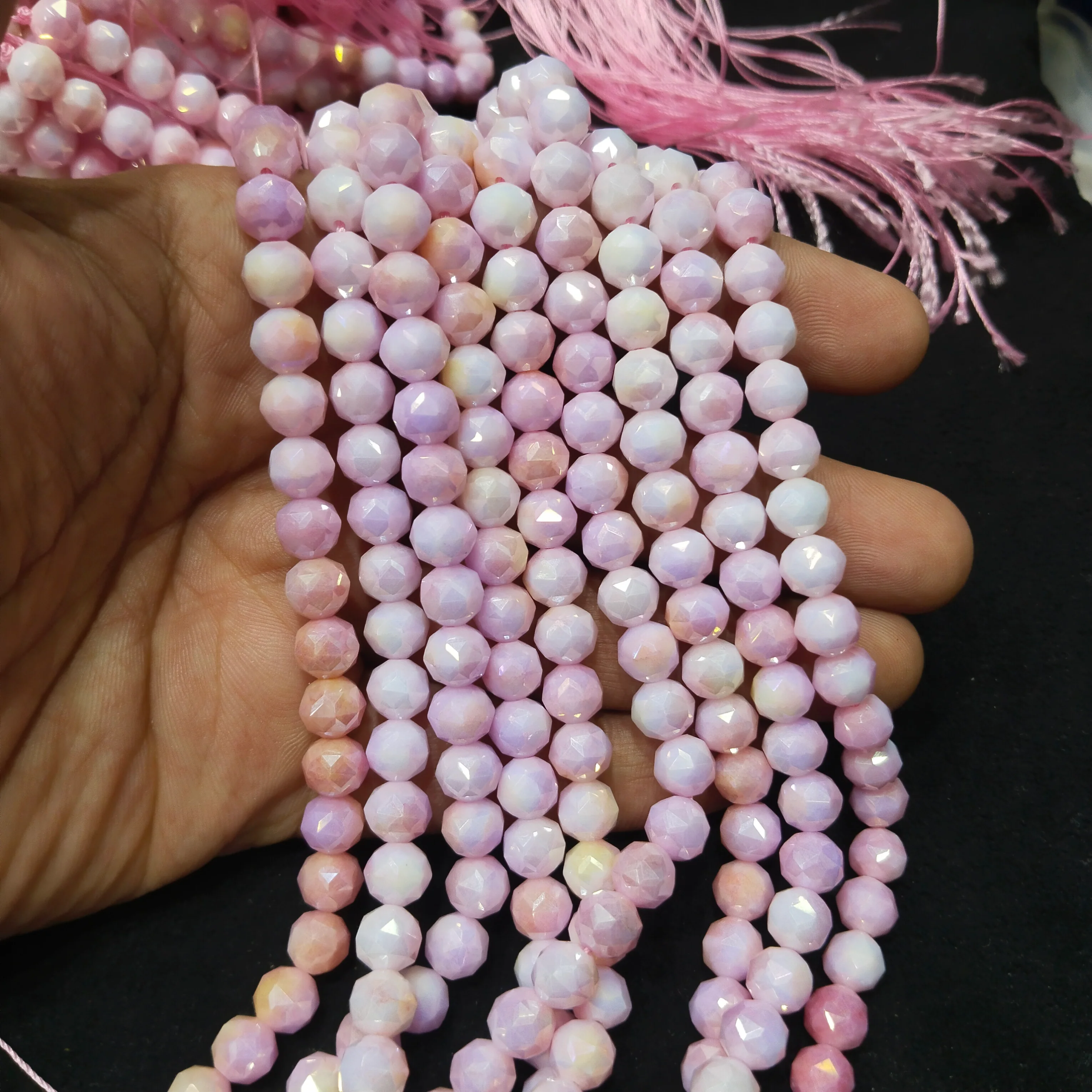 Light pink high quality football crystal beads