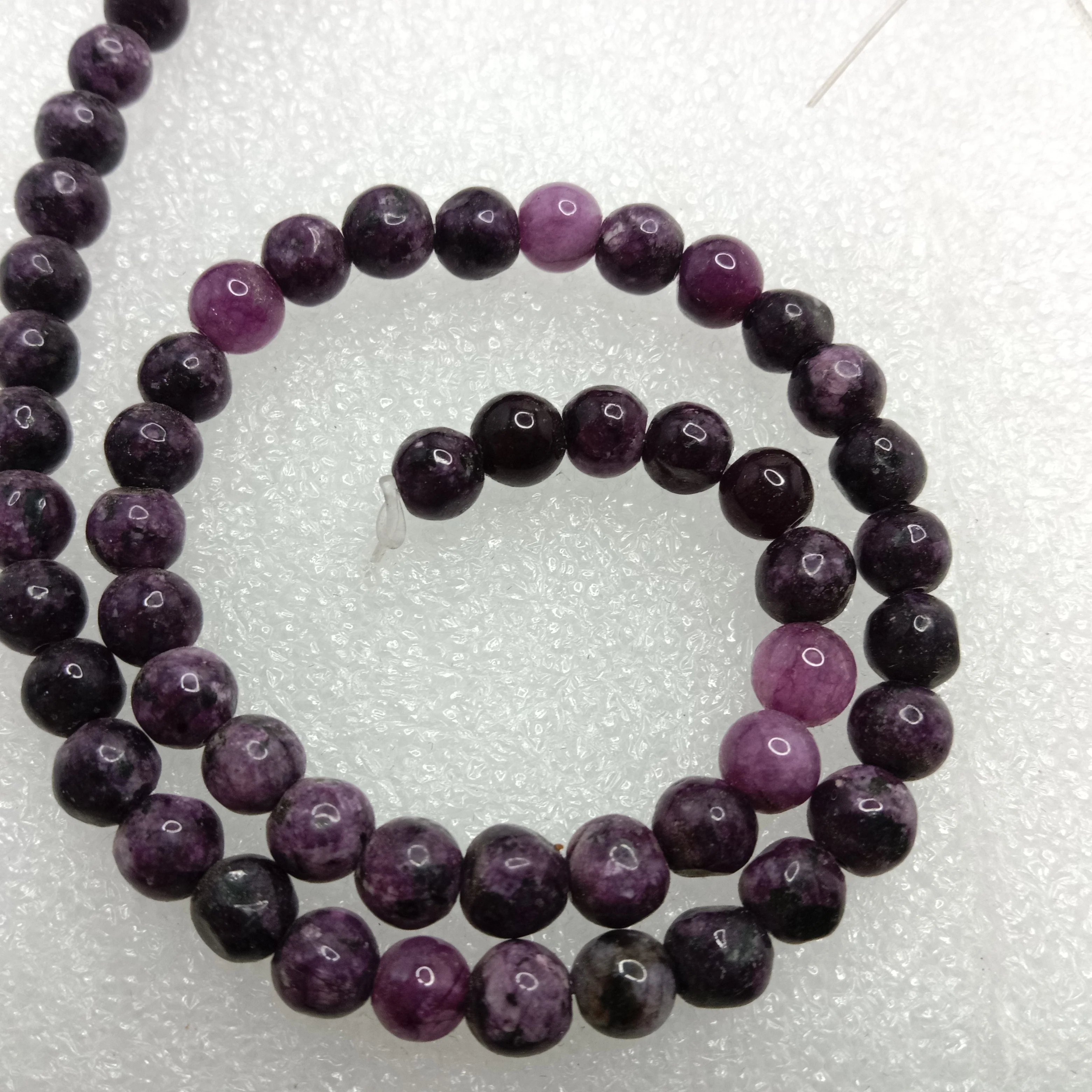 Dark shaded purple 6mm plan agate beads 1 string