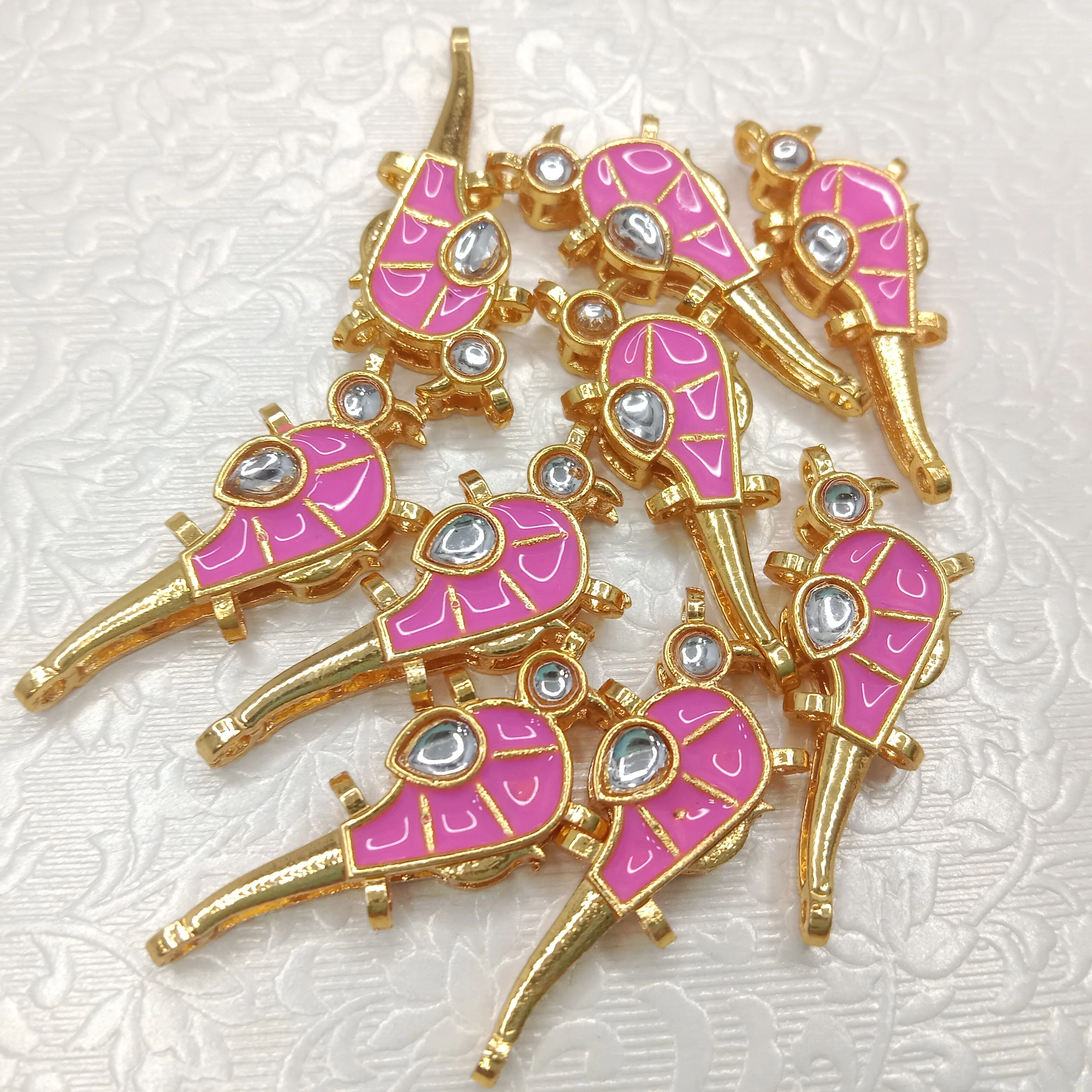 Meenakari parrot design kundan connectors 20pcs