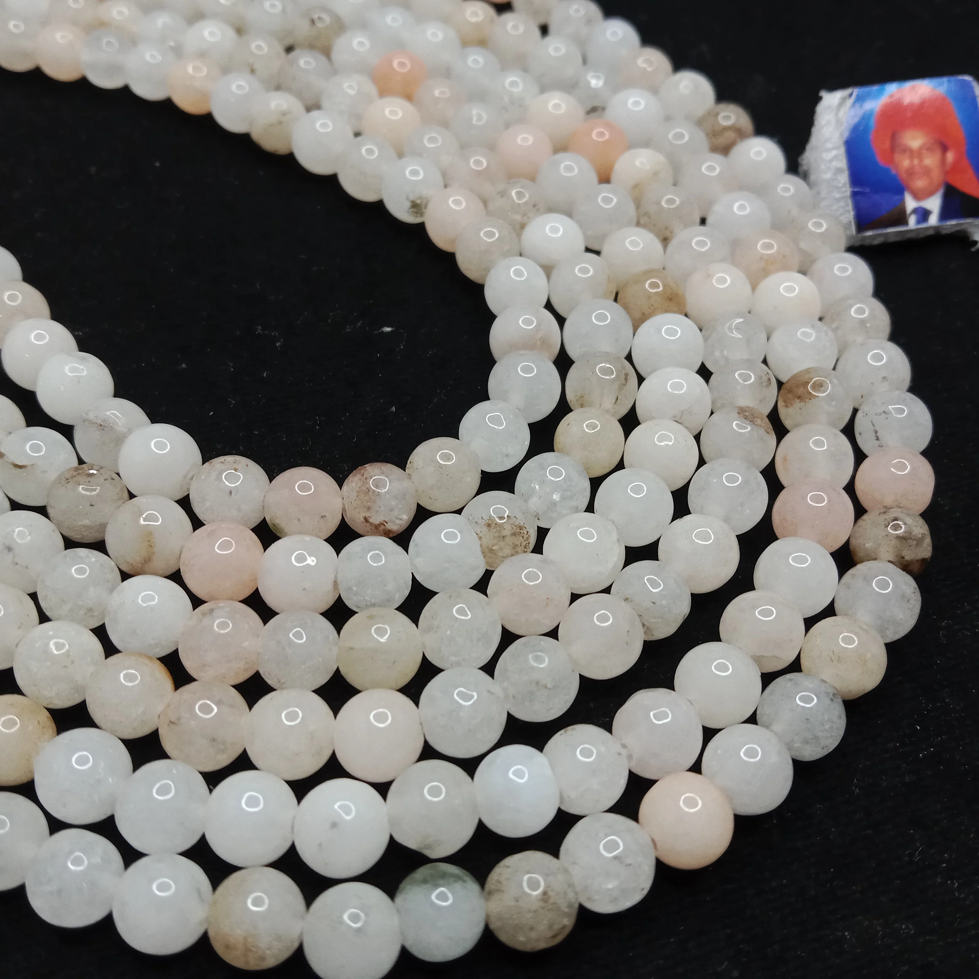 Shaded peach  6mm plan agate beads 1 string