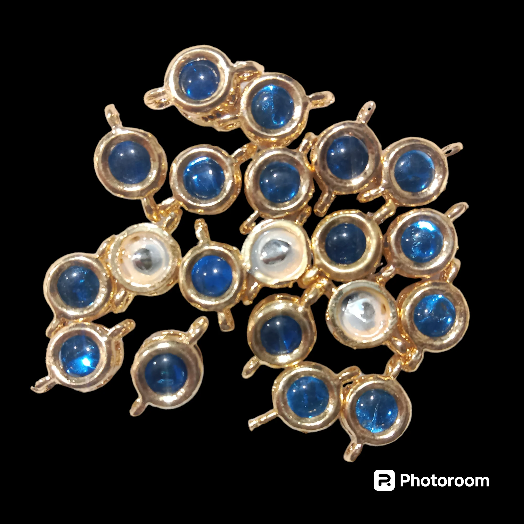 Dark blue(20pcs) high quality round shape kundan connectors (1cm)