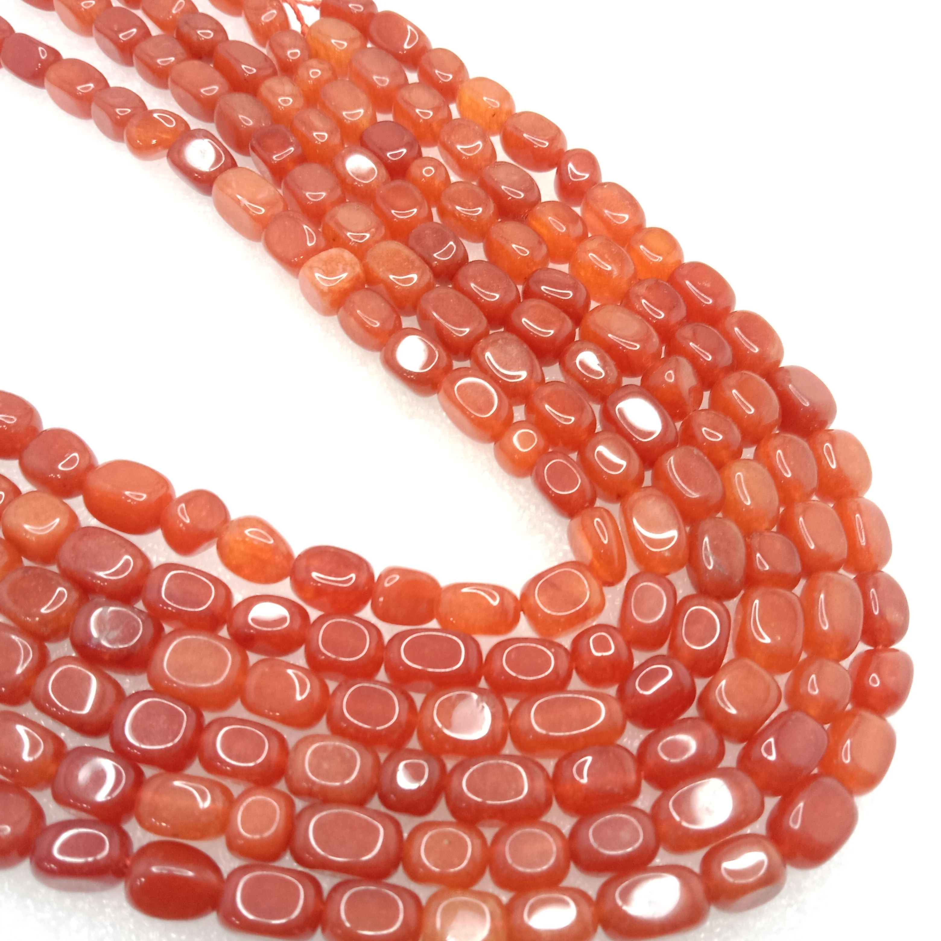 Orange High quality tumble stone beads 1 string