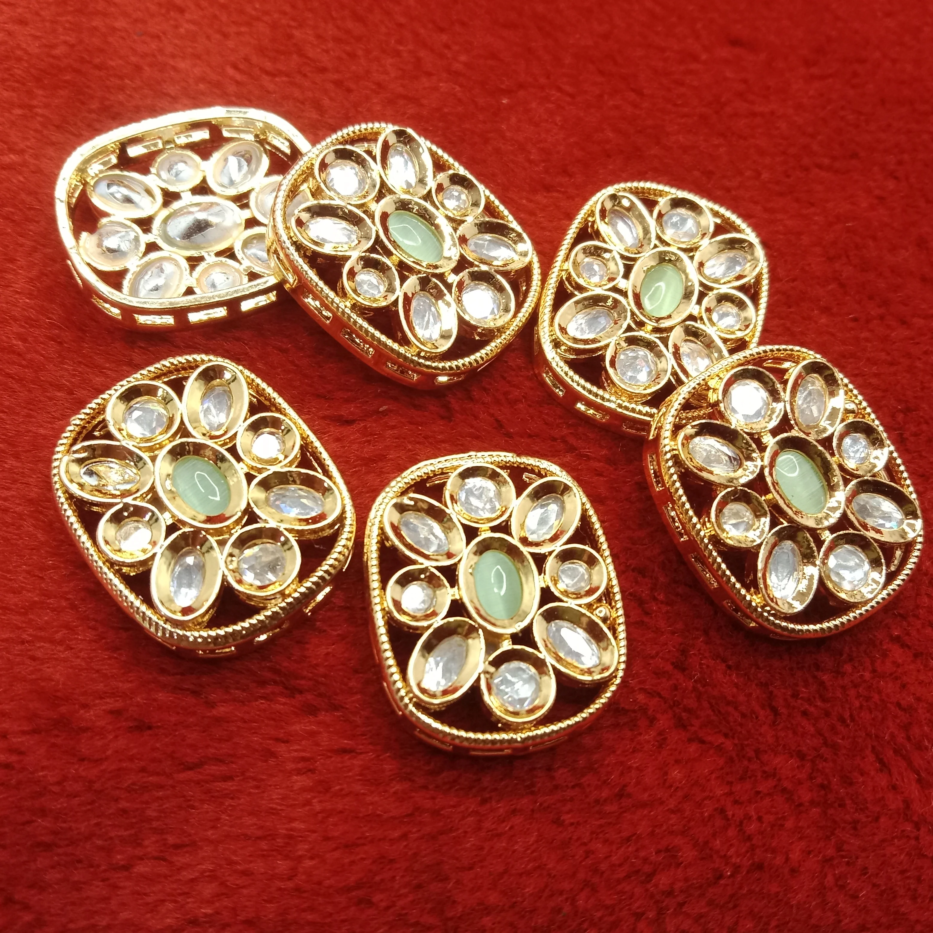 Mint (6pcs) high quality kundan connectors square shape 25mm(2cm)