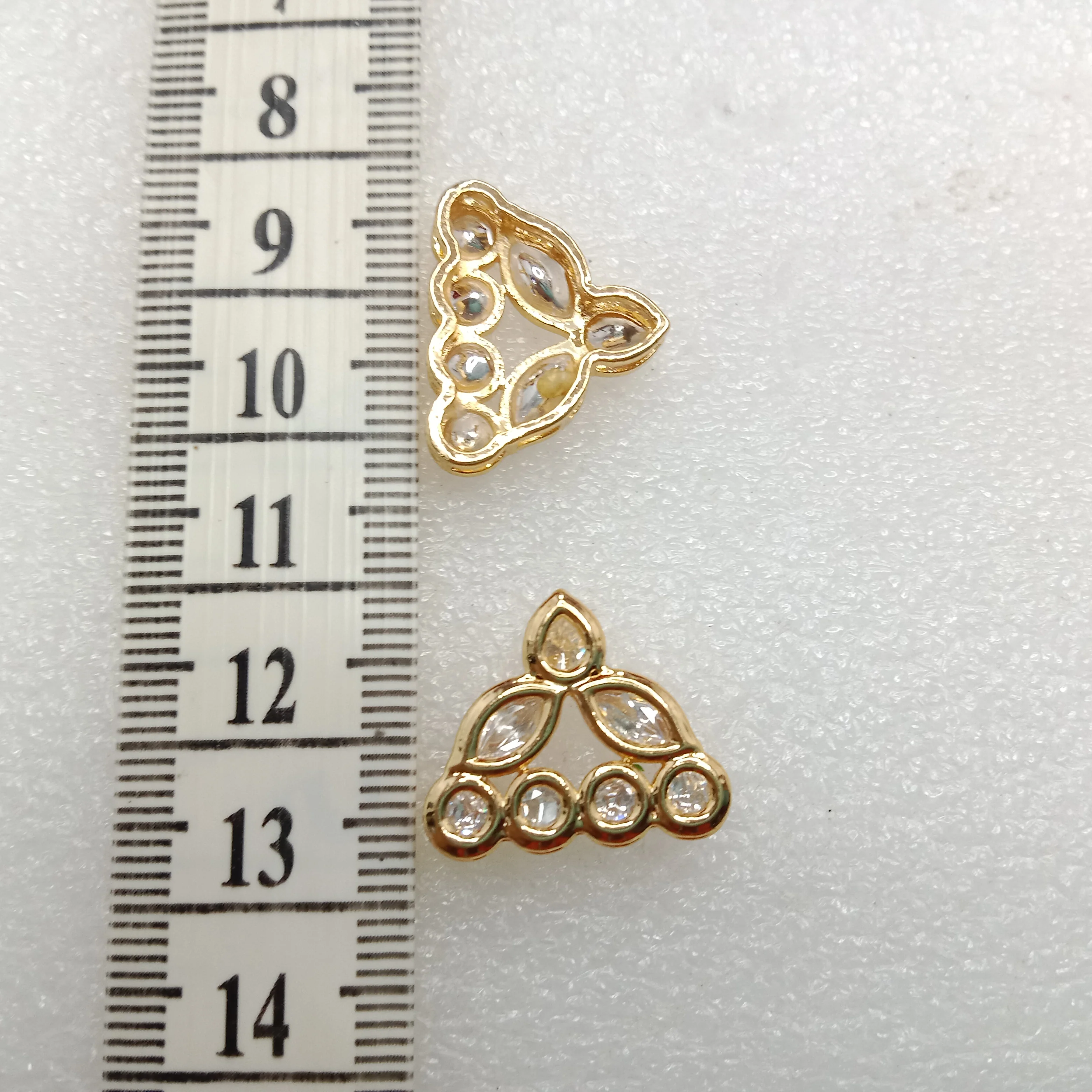 White (6pcs) high quality  samosa shape kundan connectors 18mm(2cm)