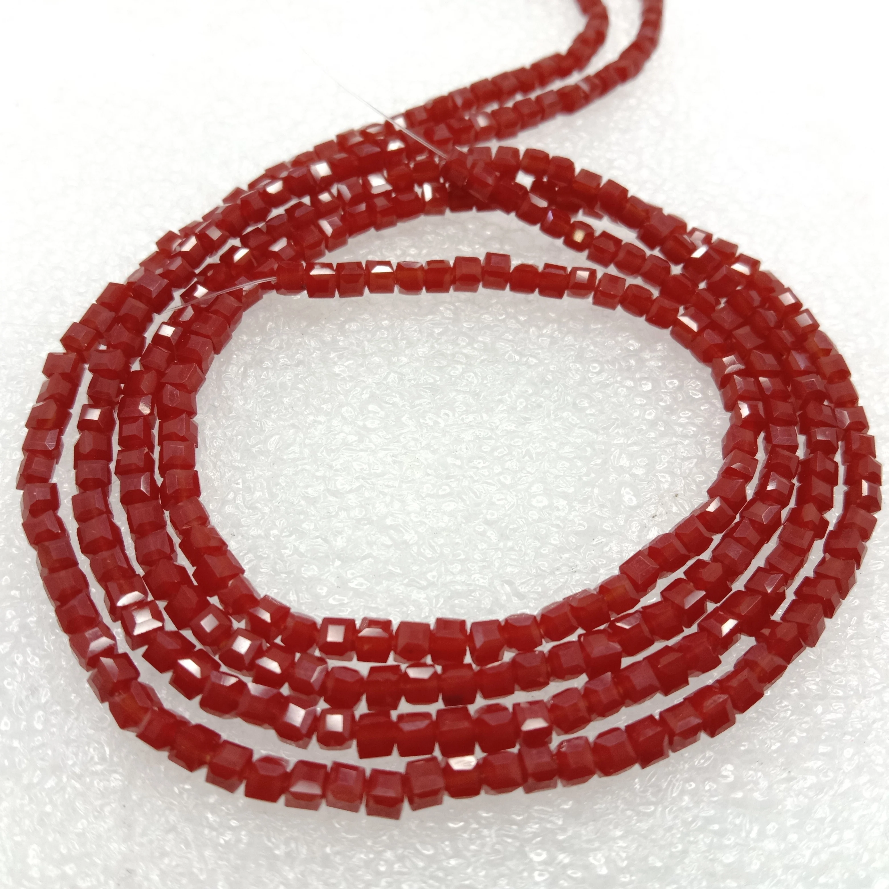 high quality red square shape crystal beads 3mm 1 string