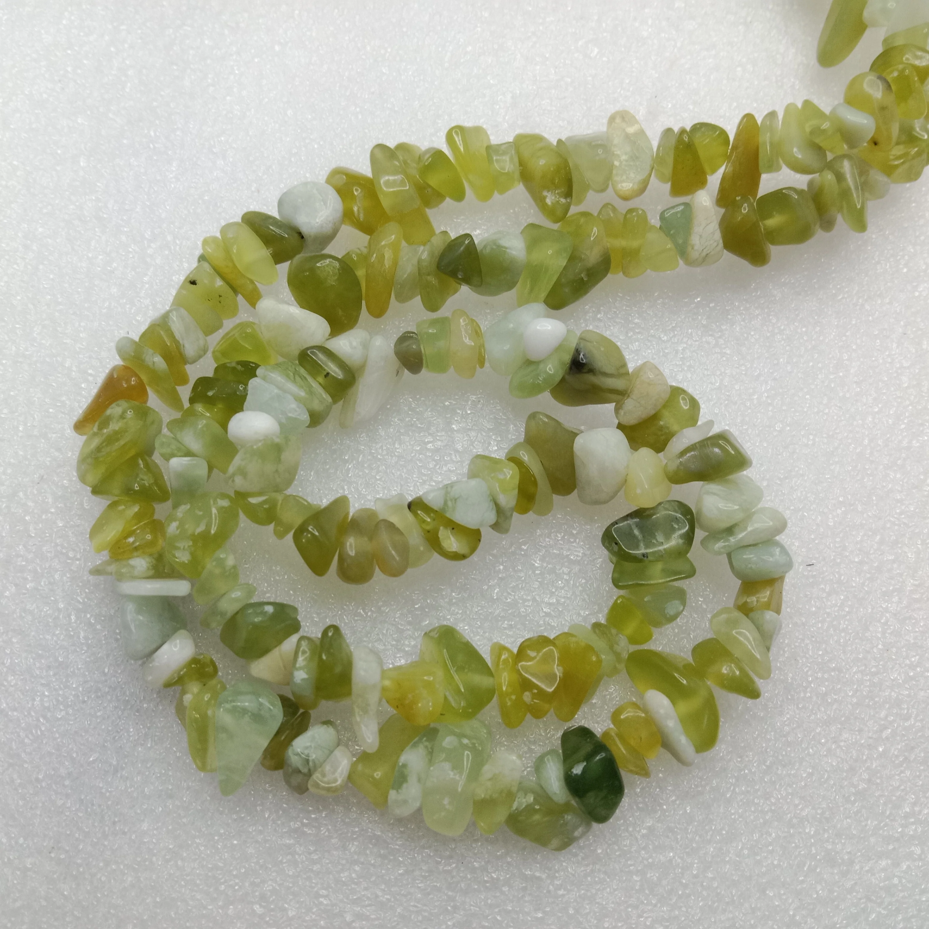 Lemon yellow jade chip Uncut stone beads 1 string