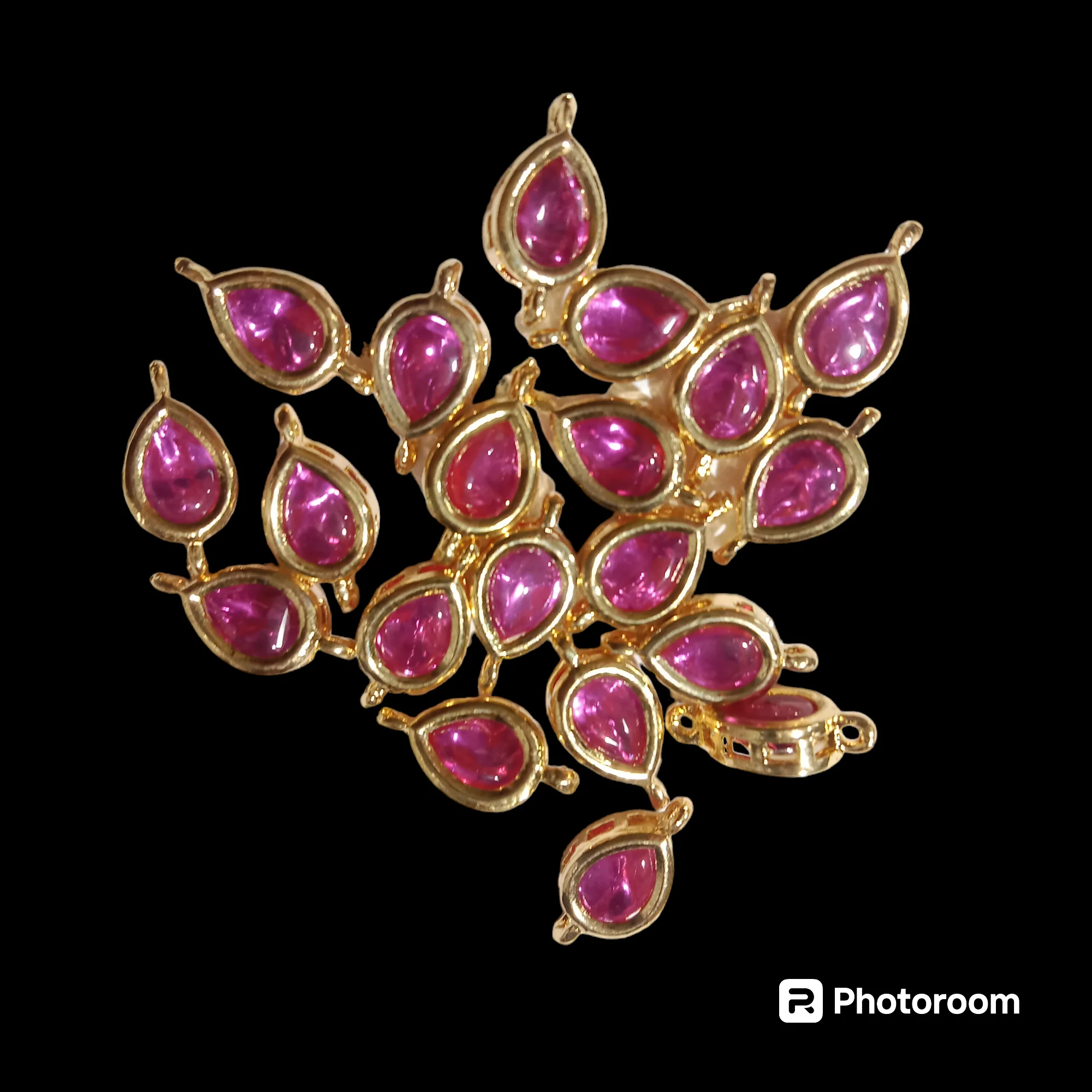 Dark pink(20pcs) high quality drop shape kundan connectors (1cm)