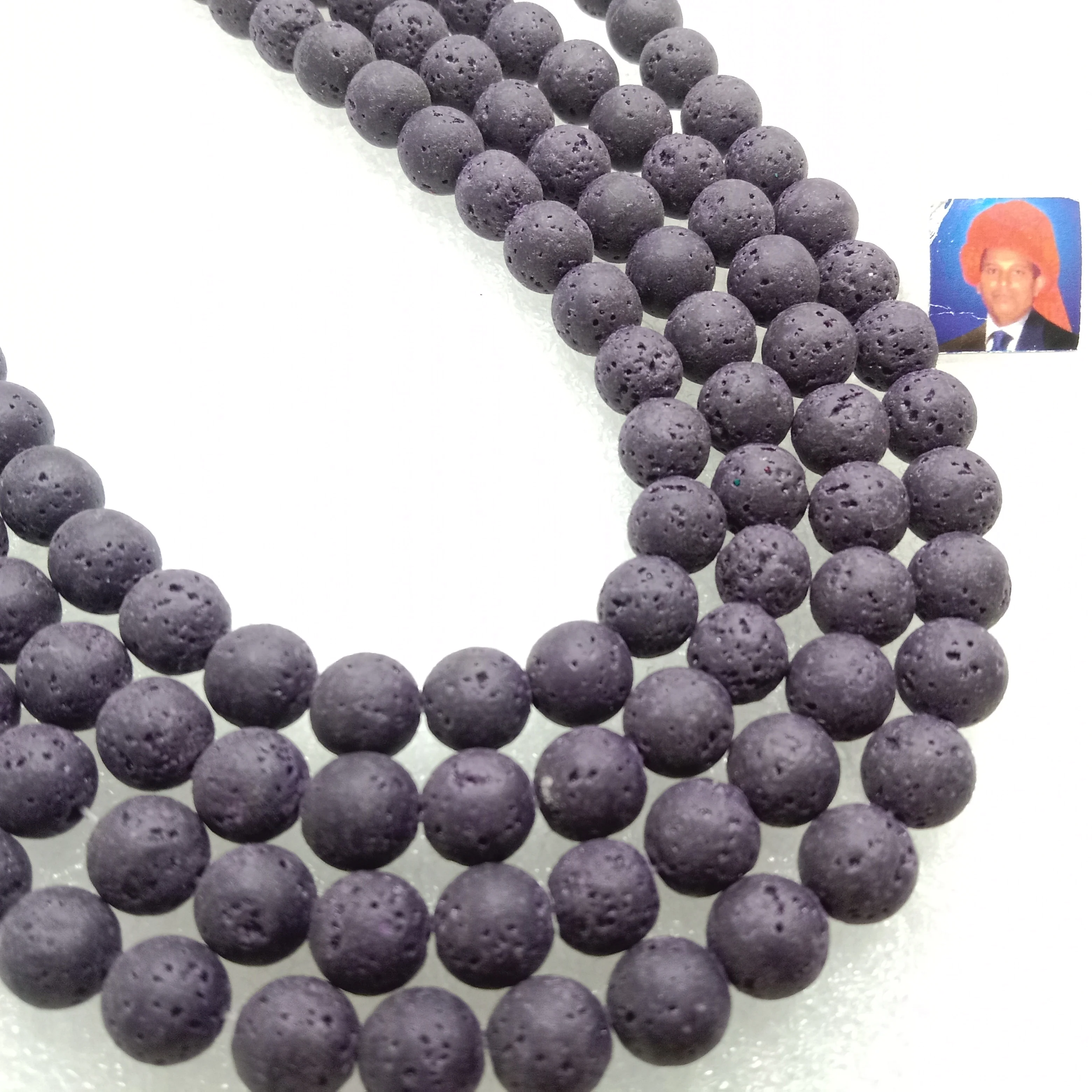 Dark purple round shape lava beads 8 mm 1 string