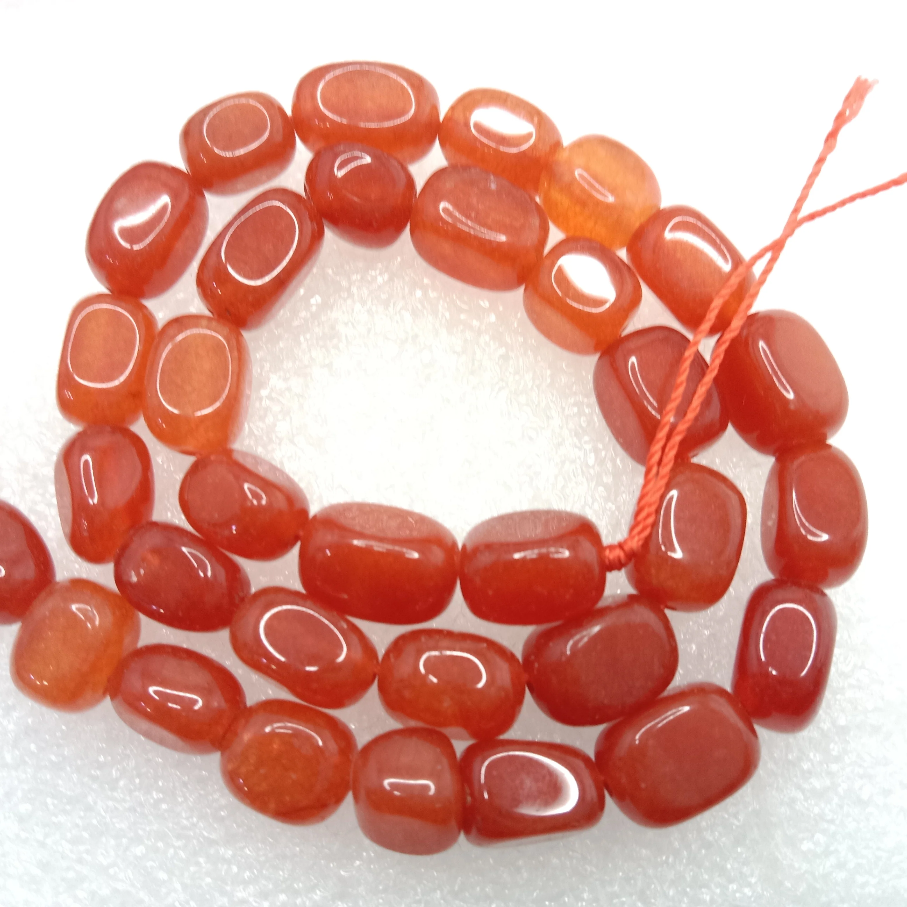 Orange High quality tumble stone beads 1 string