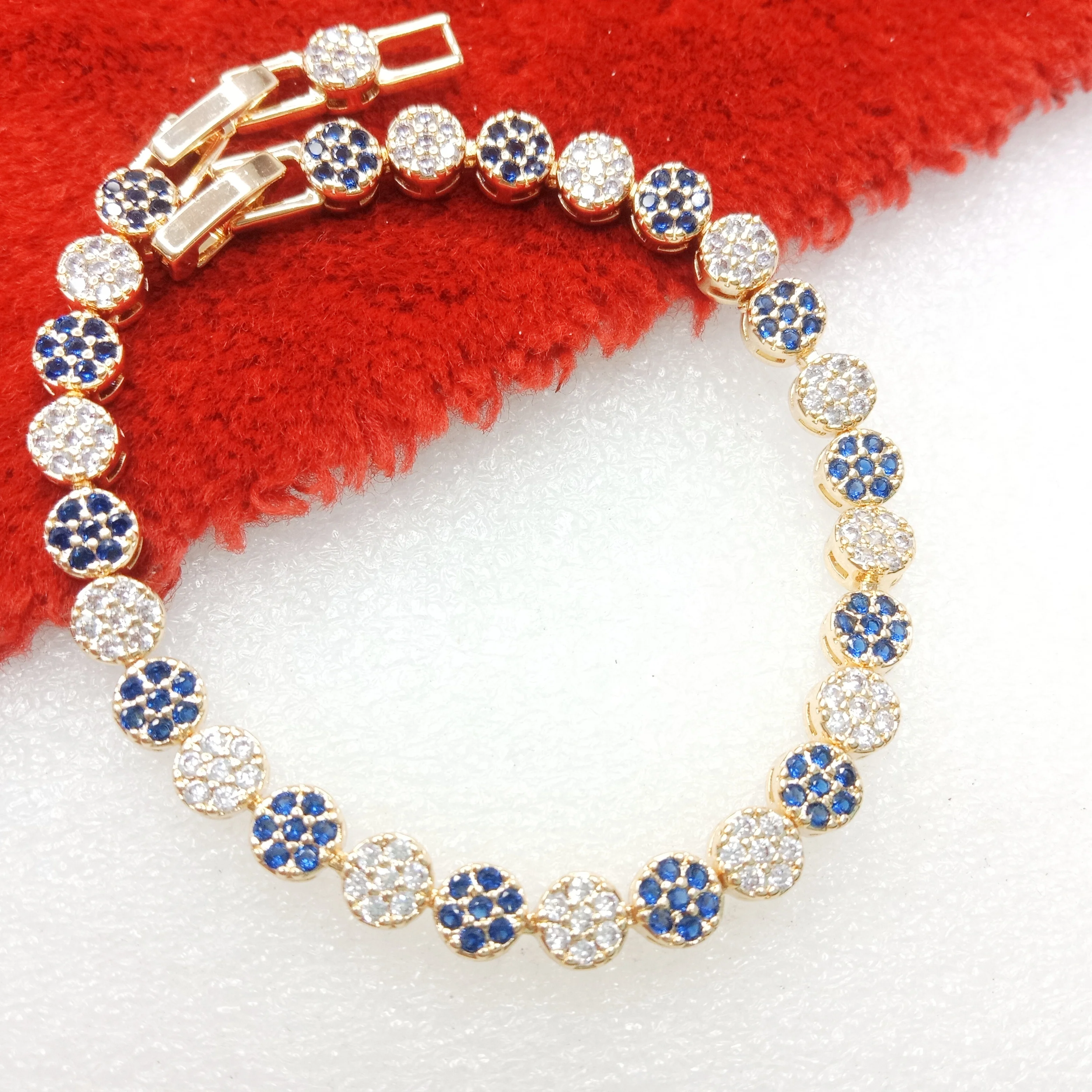 Dark blue stone round shape (1pcs) high quality AD bracelet (6 inches)