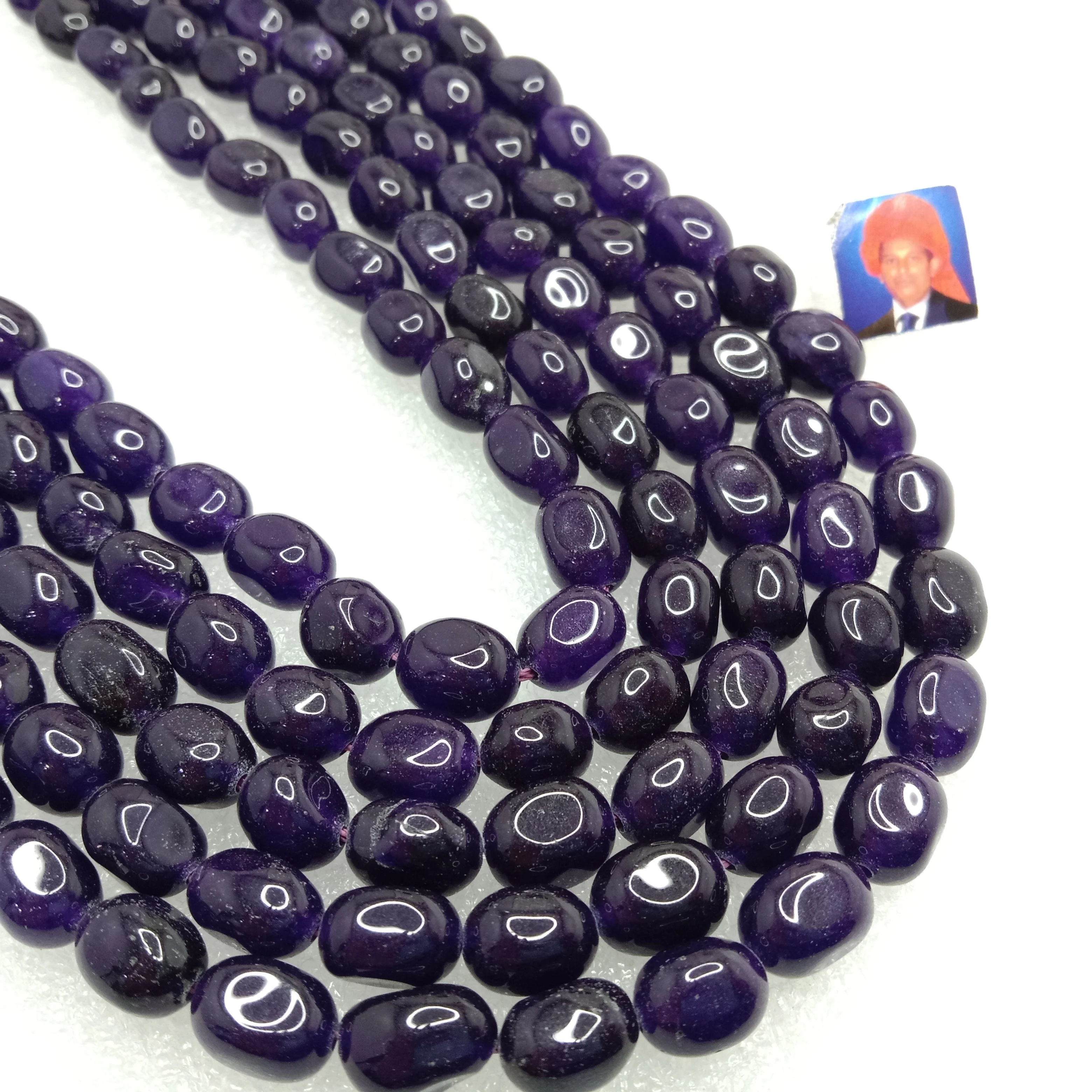 Purple amethyst  High quality tumble stone beads 1 string(8x11mm)