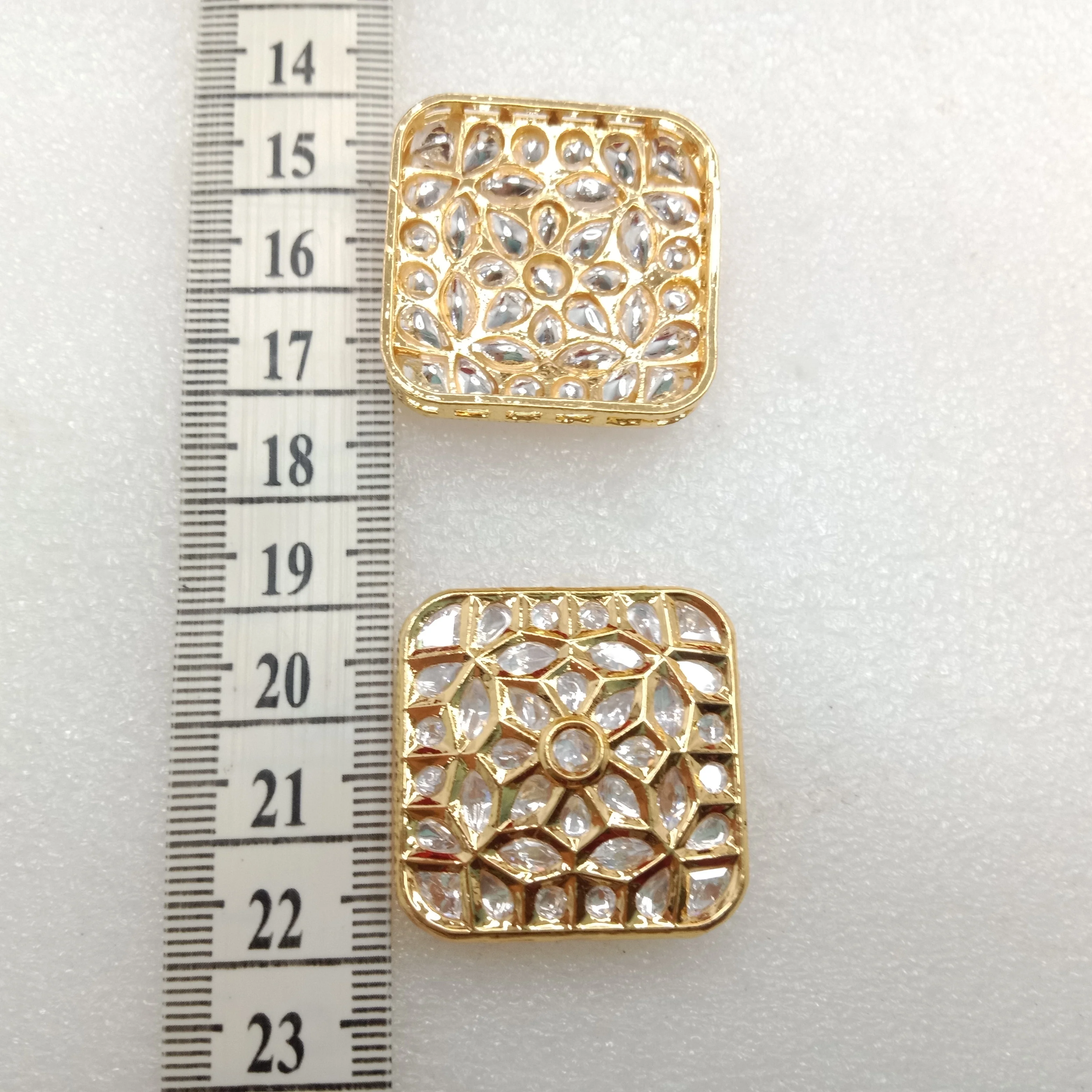 White (2pcs) high quality kundan connectors square shape 31mm(3cm)