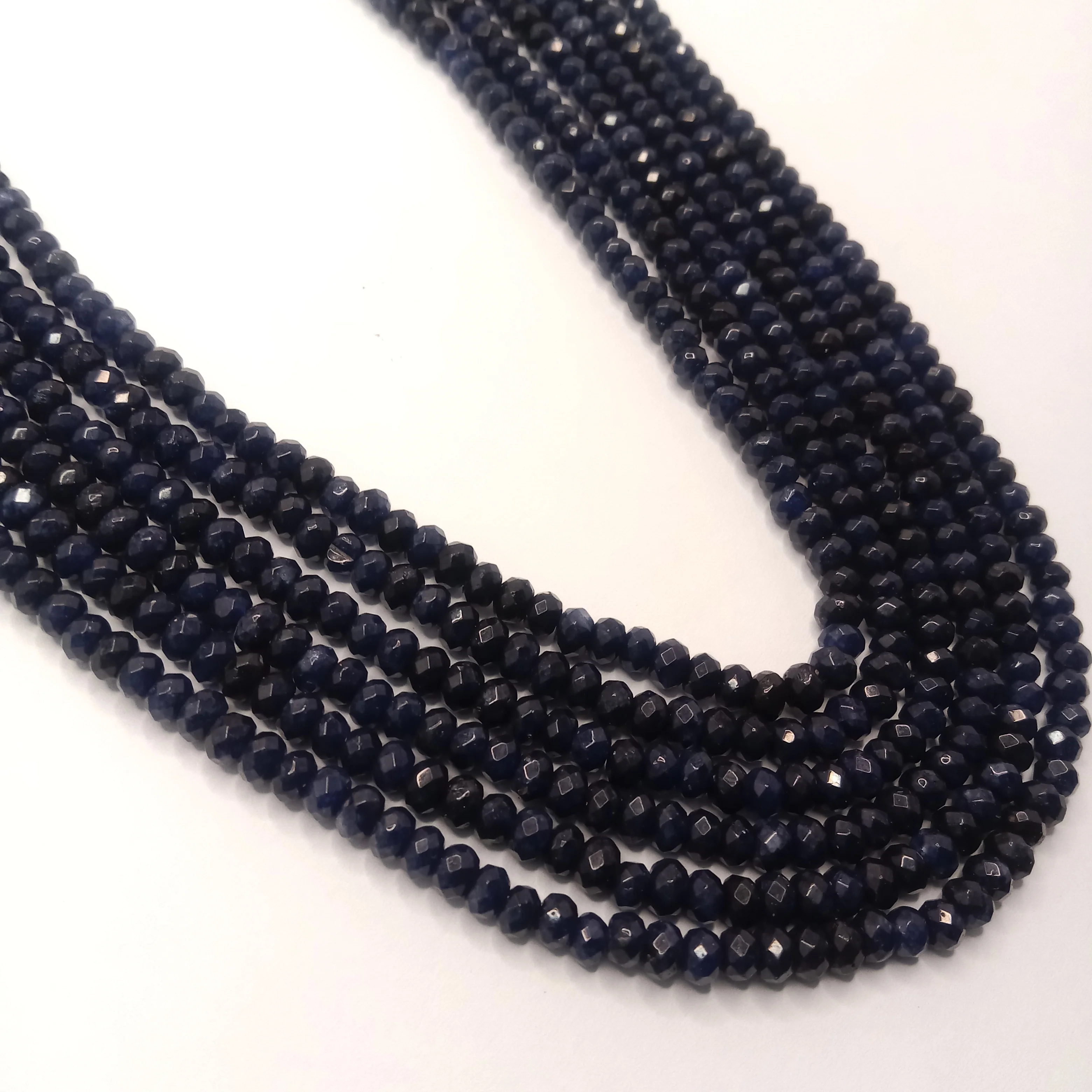 Blue High Quality agateRondell Beads  4mm 1 string