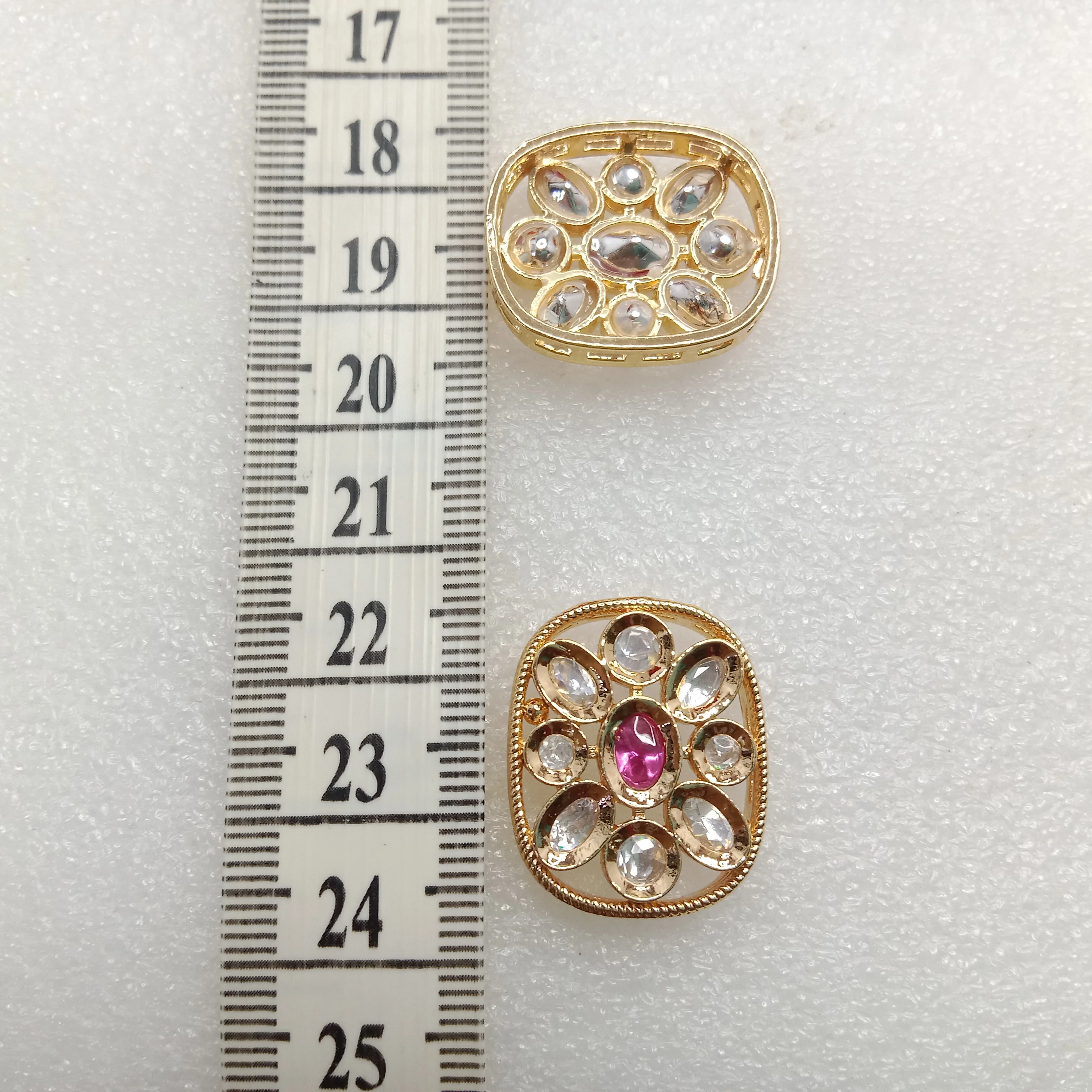 Dark pink (6pcs) high quality kundan connectors square shape 25mm(2cm)