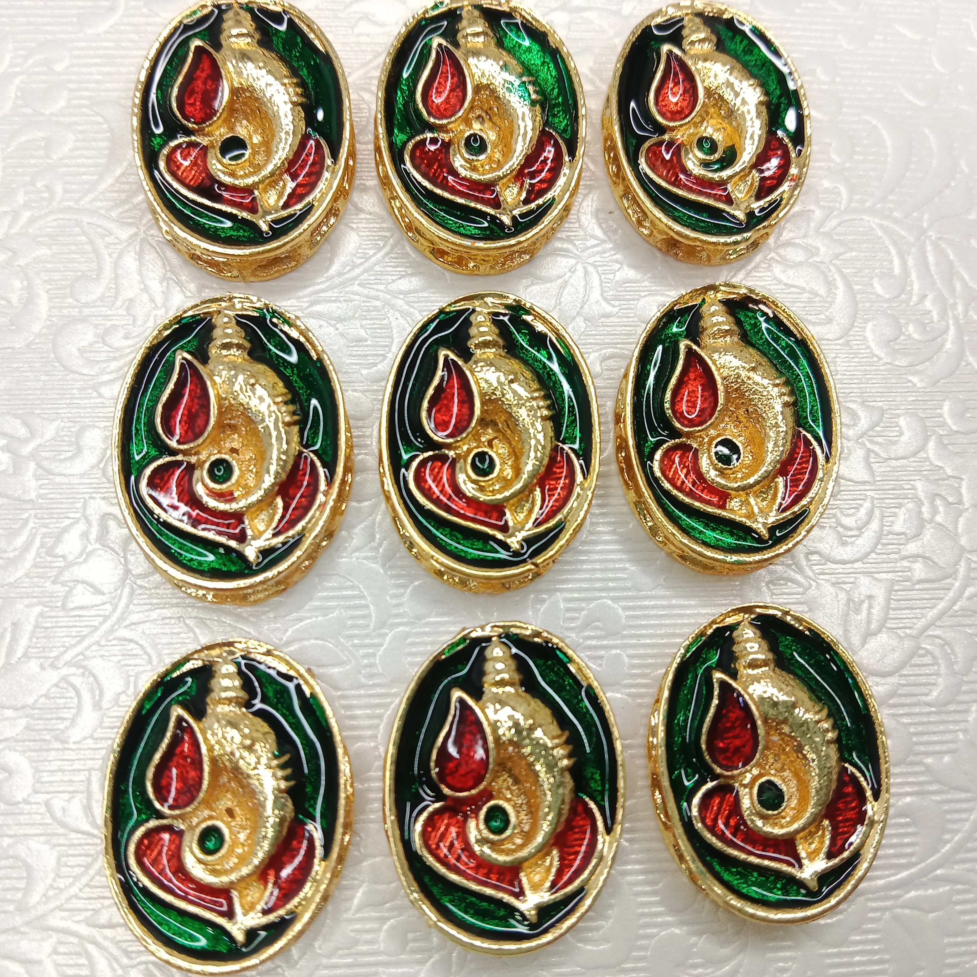 Meenakari Ganpati pendant kundan connectors 10pcs