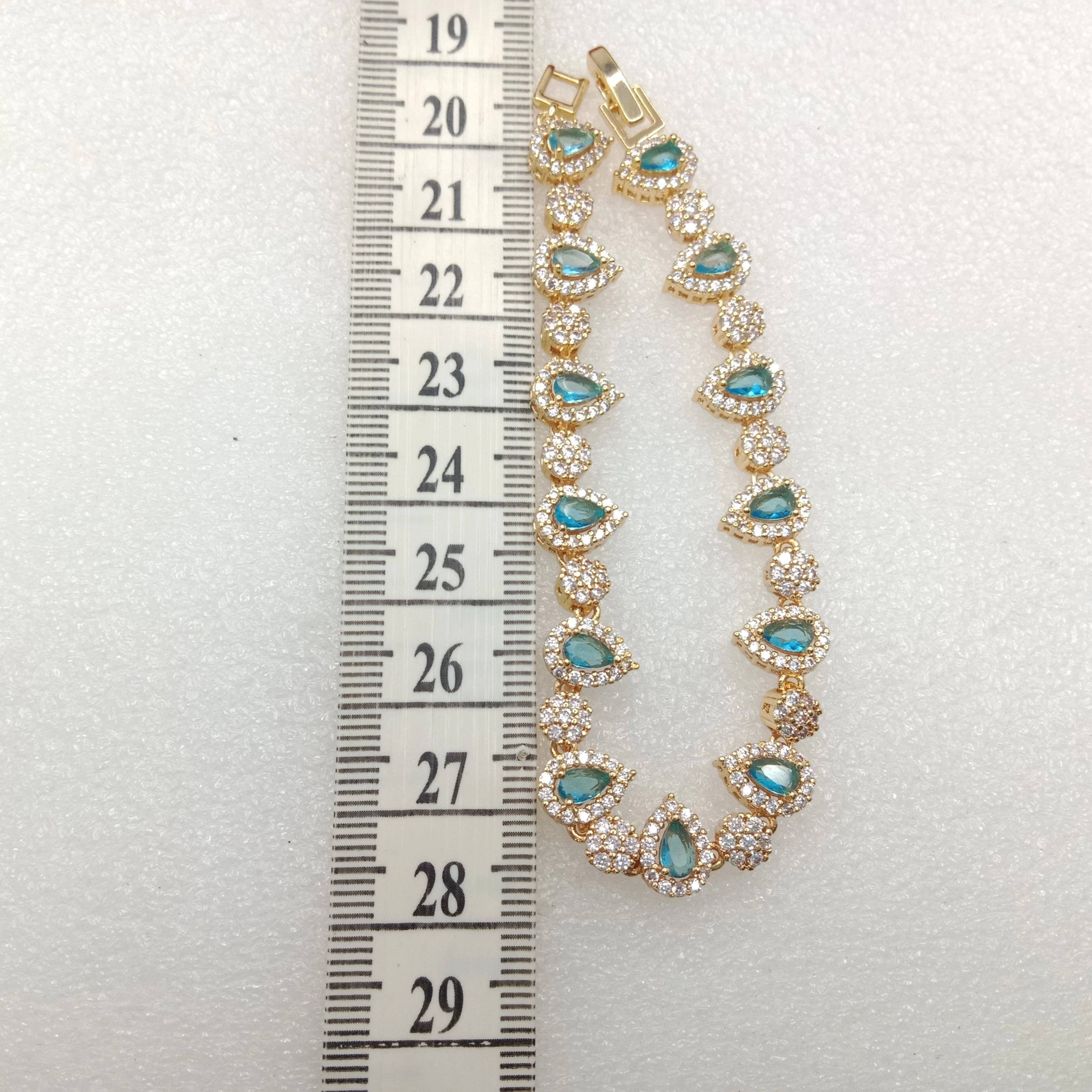 Light blue stone drop shape (1pcs) high quality AD bracelet (6 inches)