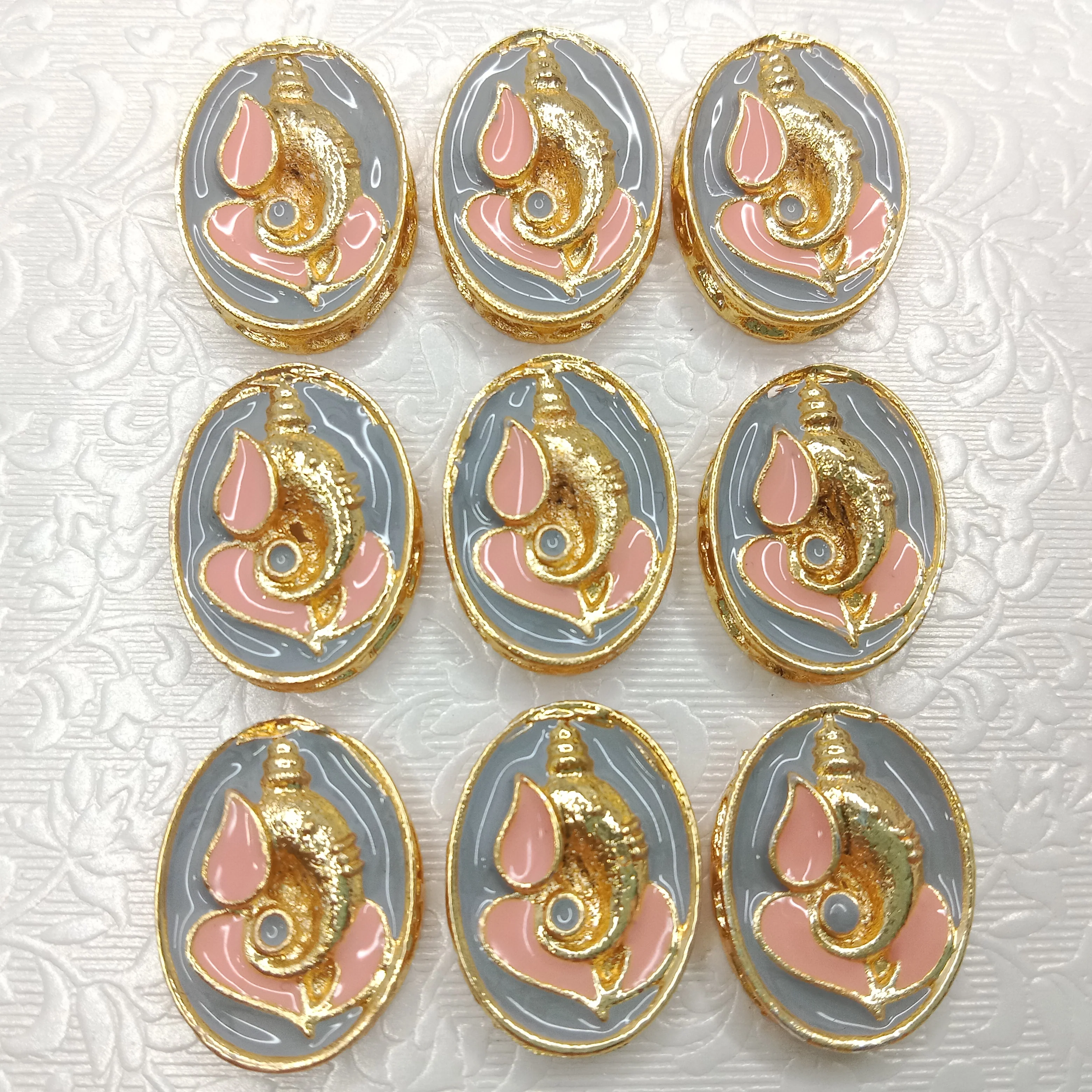 Meenakari Ganpati pendant kundan connectors 10pcs