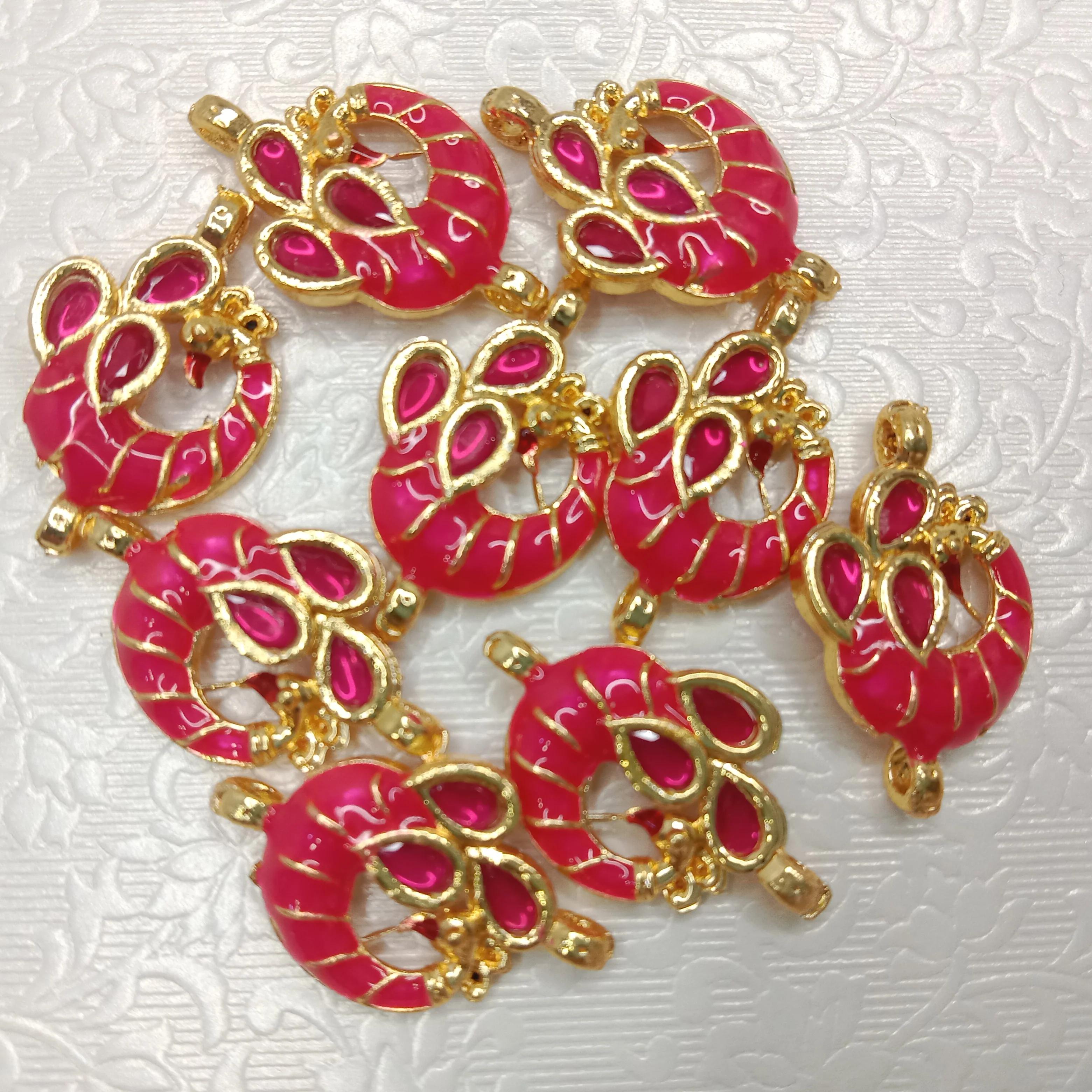 Meenakari peacock design kundan connectors 20pcs