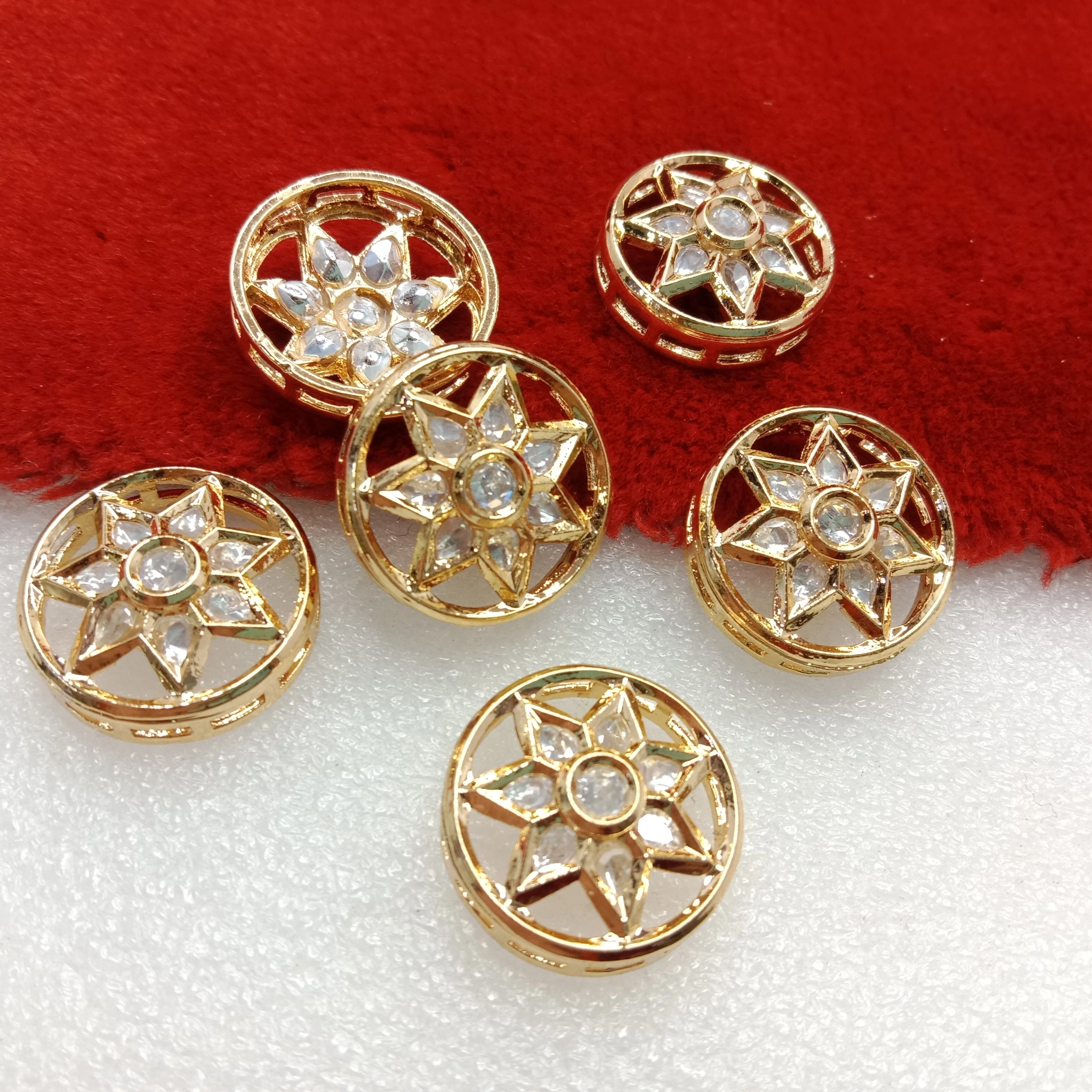 White (4pcs) high quality round shape kundan connectors 20mm(2cm)