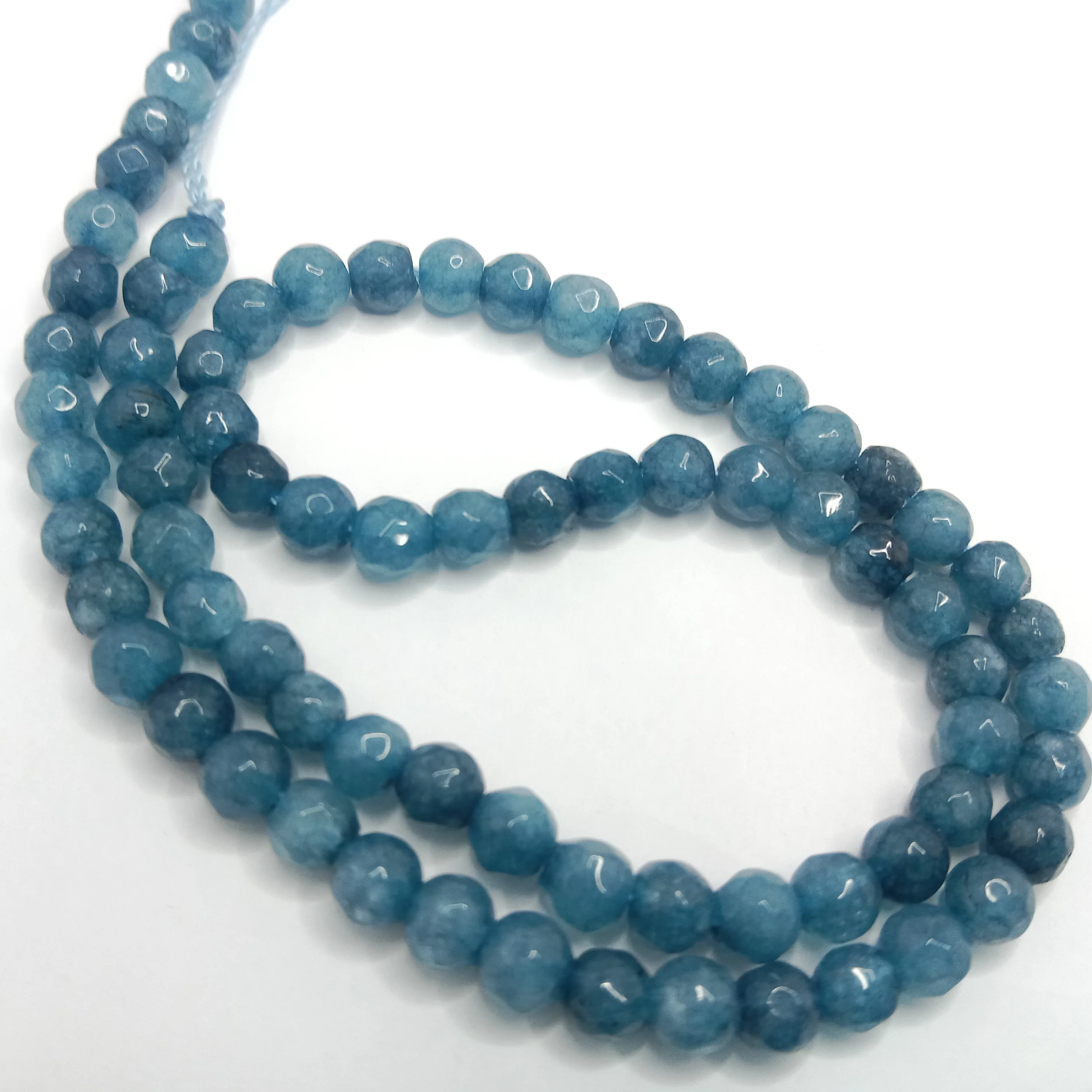 Blue High Quality agate Round Beads 4mm 1 string