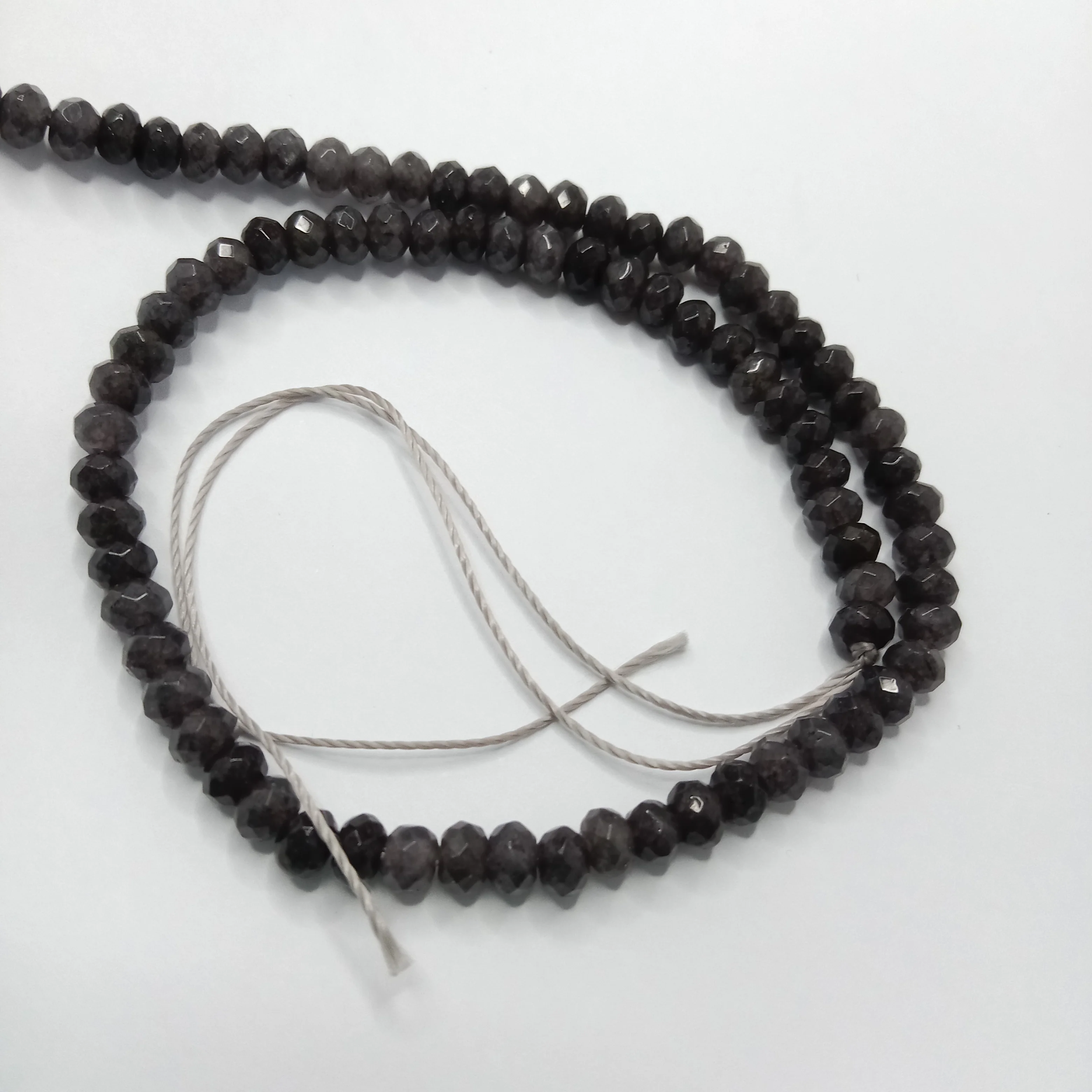 Grey High Quality agateRondell Beads  4mm 1 string